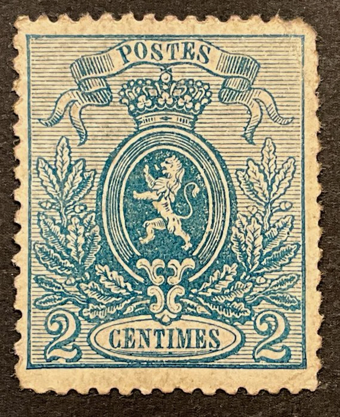 Belgium 1866 - Little Lion - 2c Blue with beautiful...