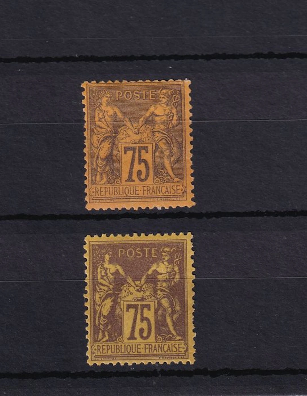 France 1890 - Estimate €825, for the two 75c shades, superb. - Yvert