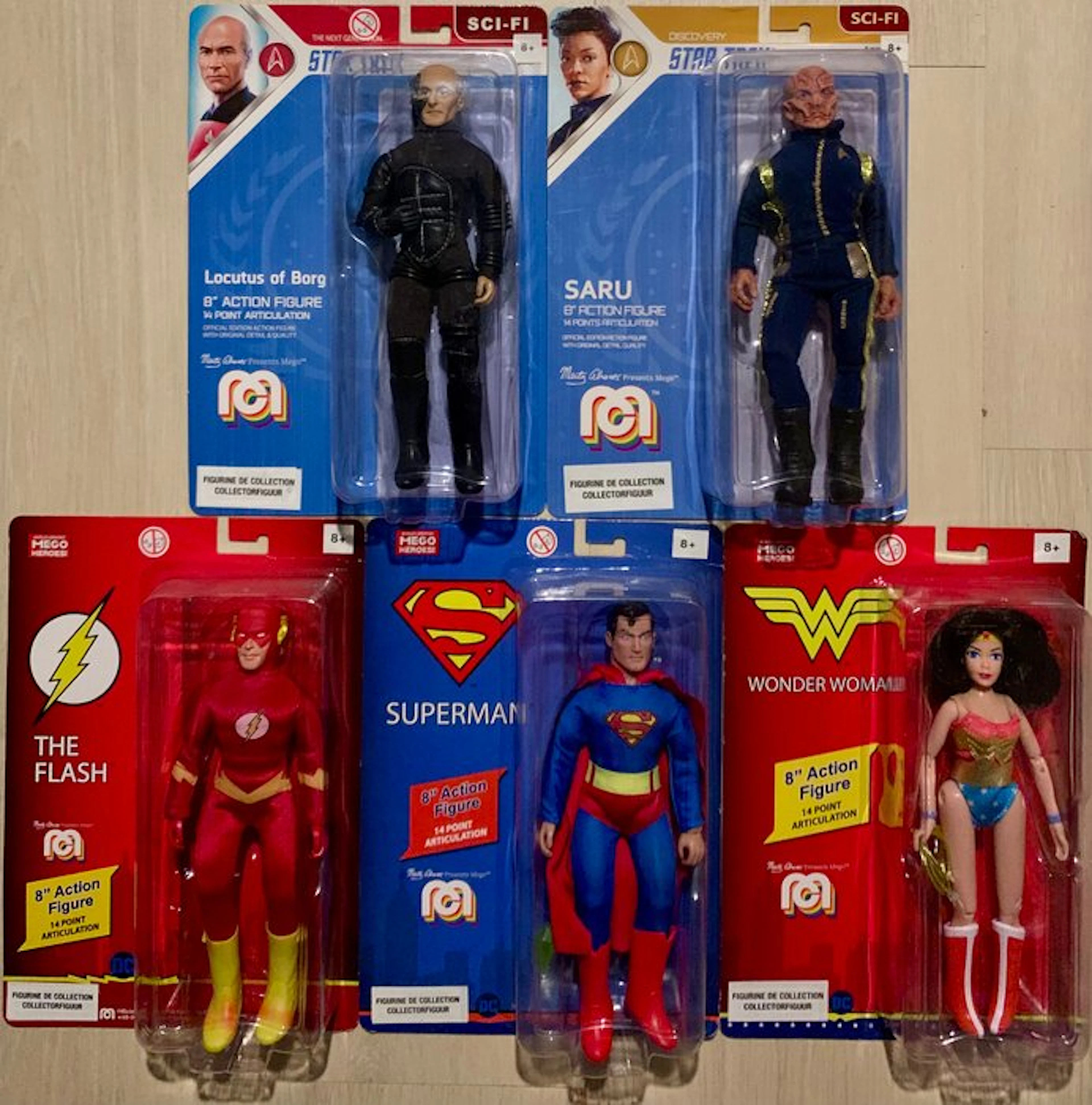 Mego - Action figure 5 Poseable 8" Action Figures [3x DC Comics, 2x Star Trek]