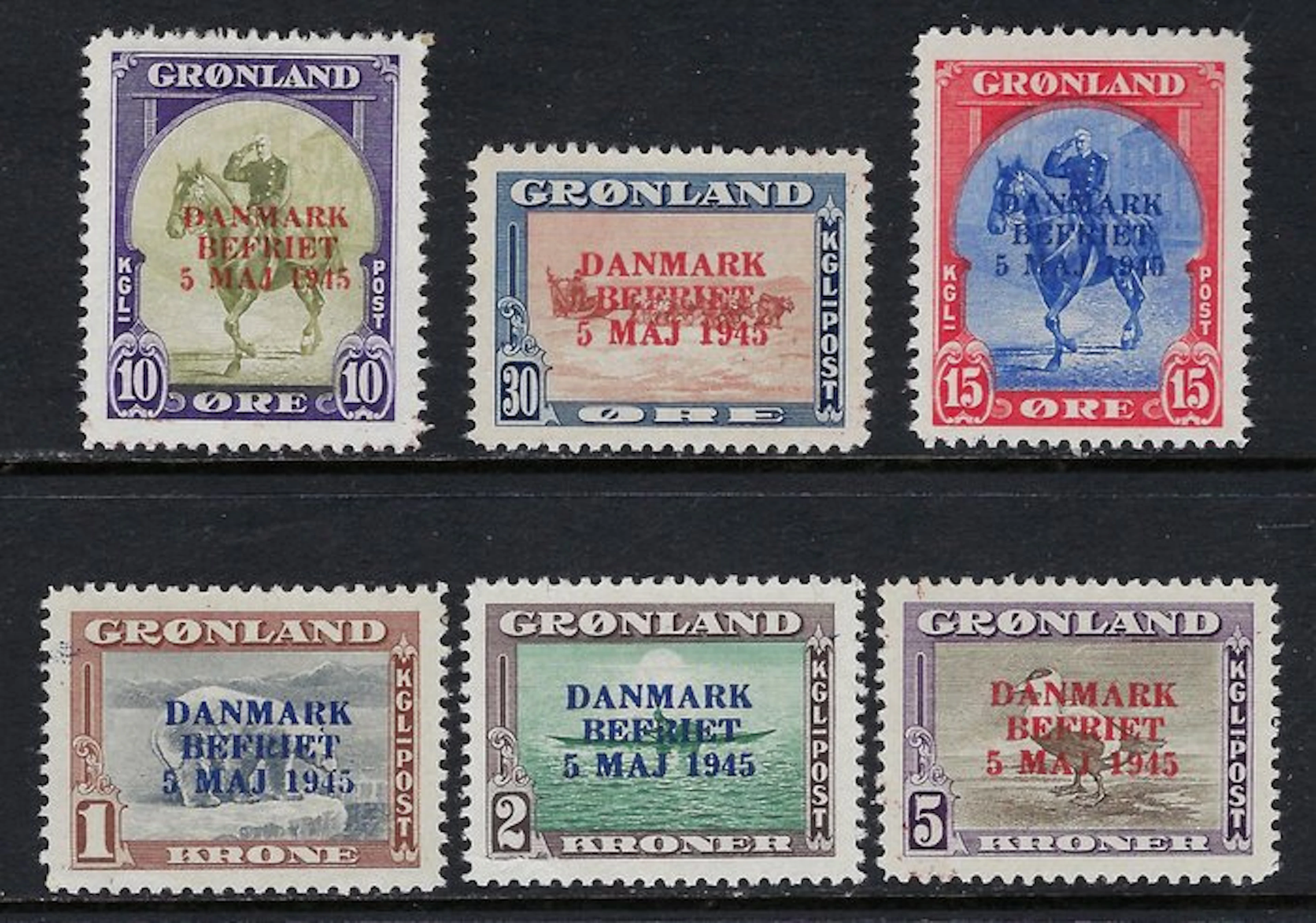 Greenland 1945 - American Liberation Error of Colors - AFA 20a/25a