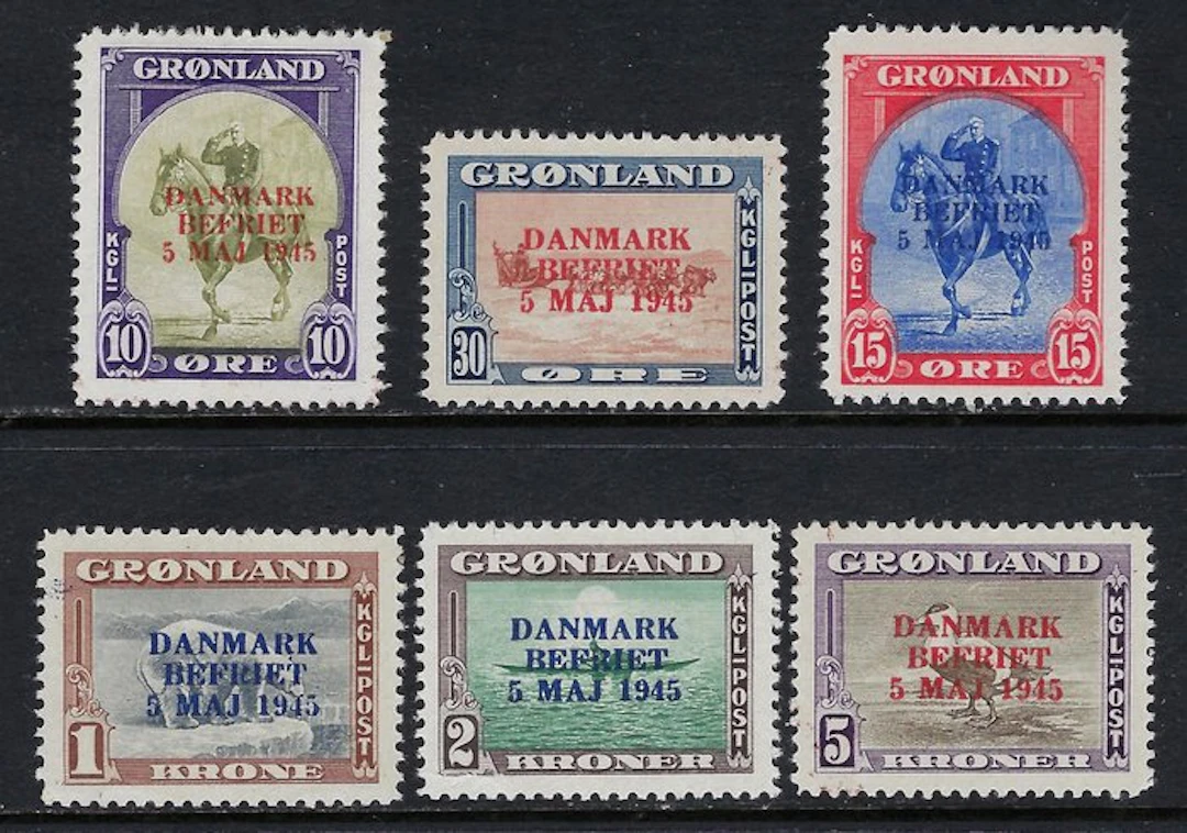 Greenland 1945 - American Liberation Error of Colors - AFA 20a/25a