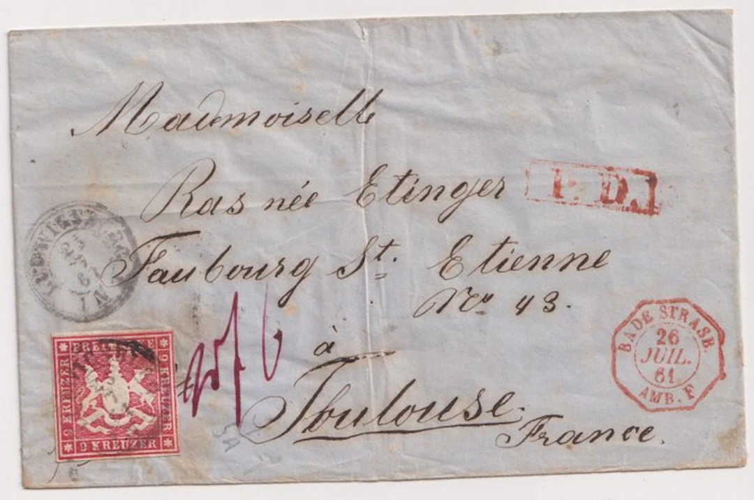Württemberg 1861 - 25th july 1861 cover from Ludwigsburg...