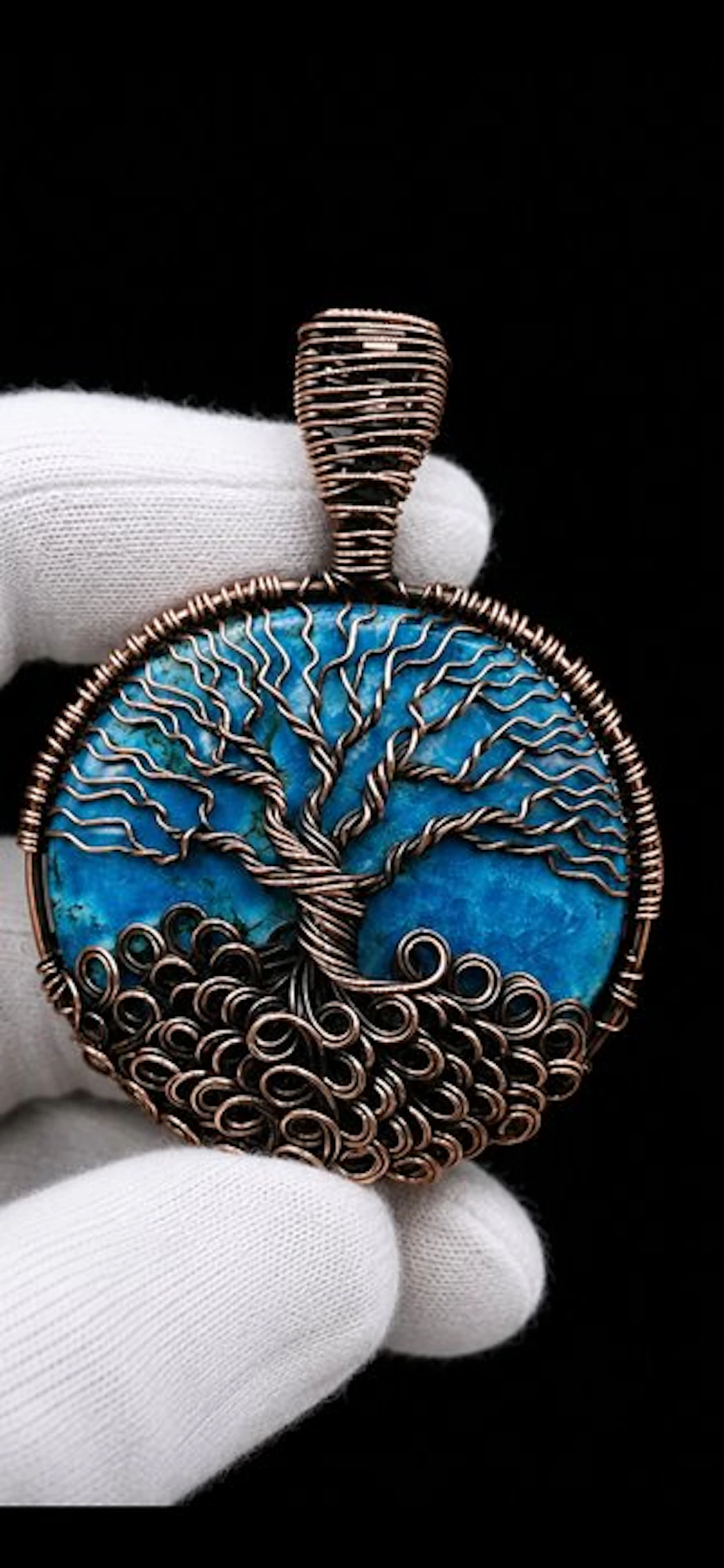 No Reserve Price - Natural Turquoise Pendant with Tree of...