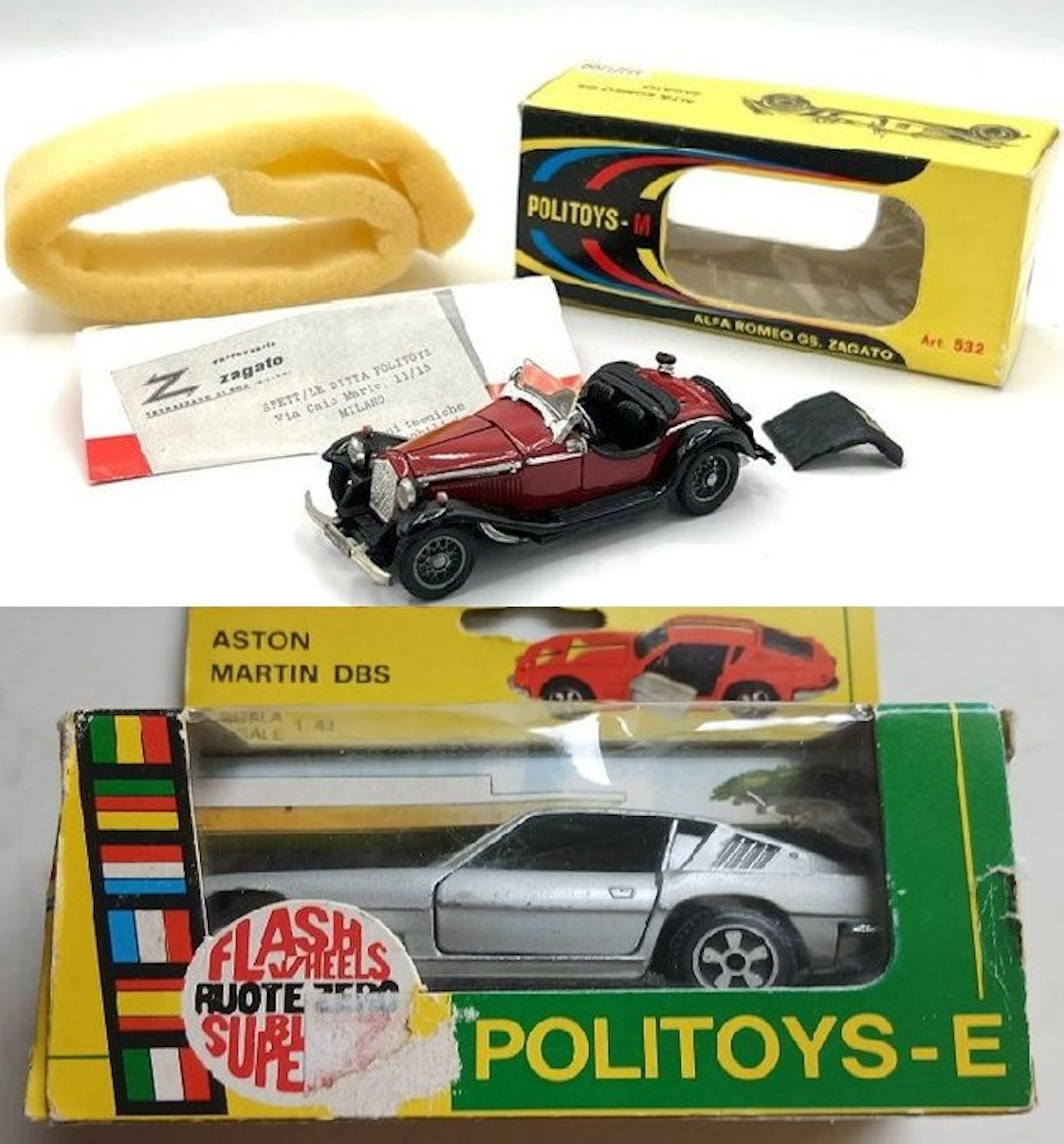 Politoys 1:43 - Model car (2) - Alfa Romeo 6C 1750 Zagato...