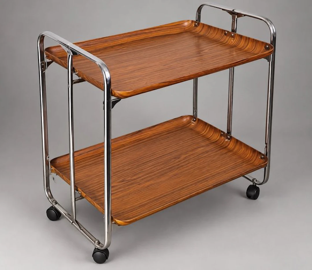 Serving trolley - Wood, Stainless steel
