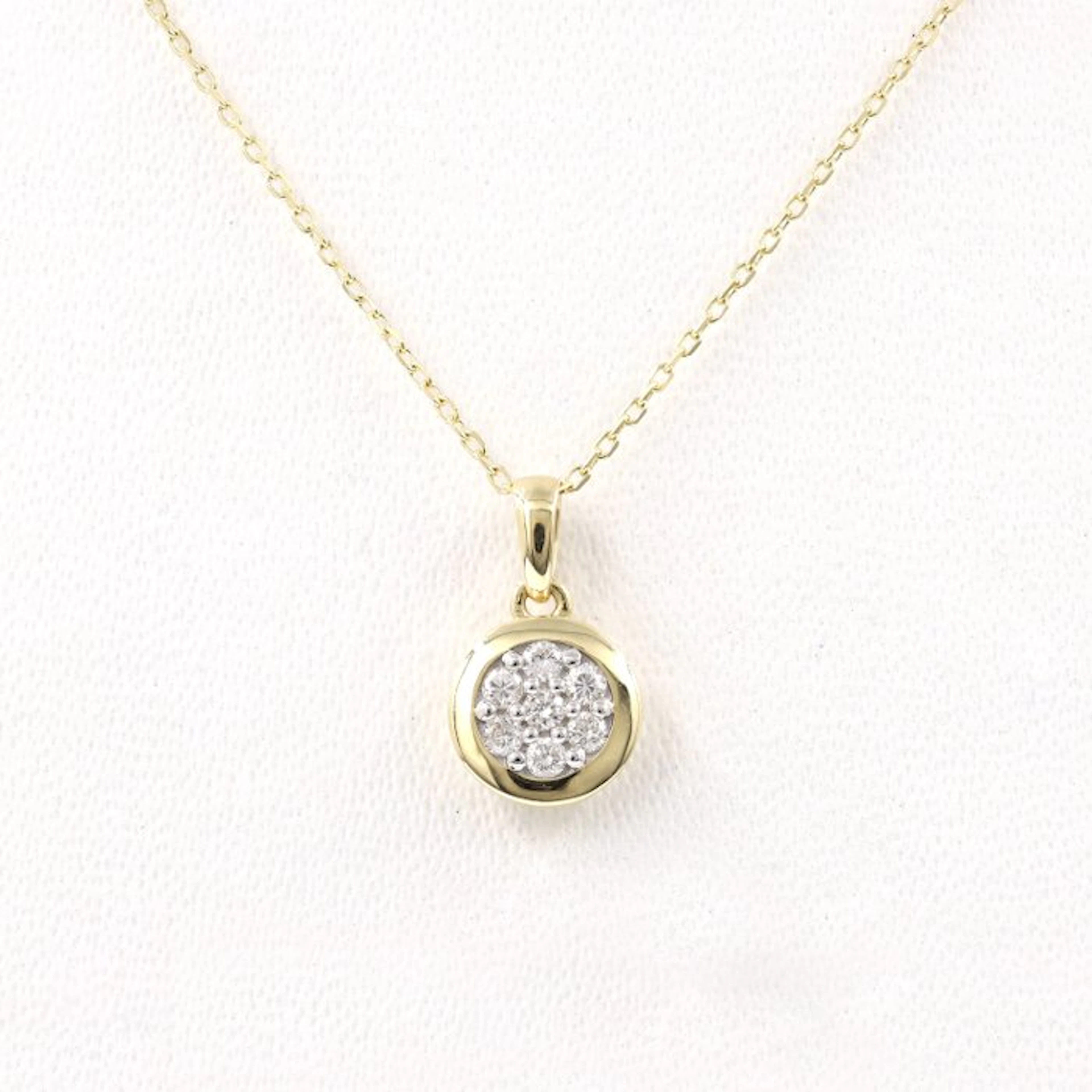 Necklace with pendant - 14 kt. Yellow gold - 0.16ct. tw. Diamond (Natural)