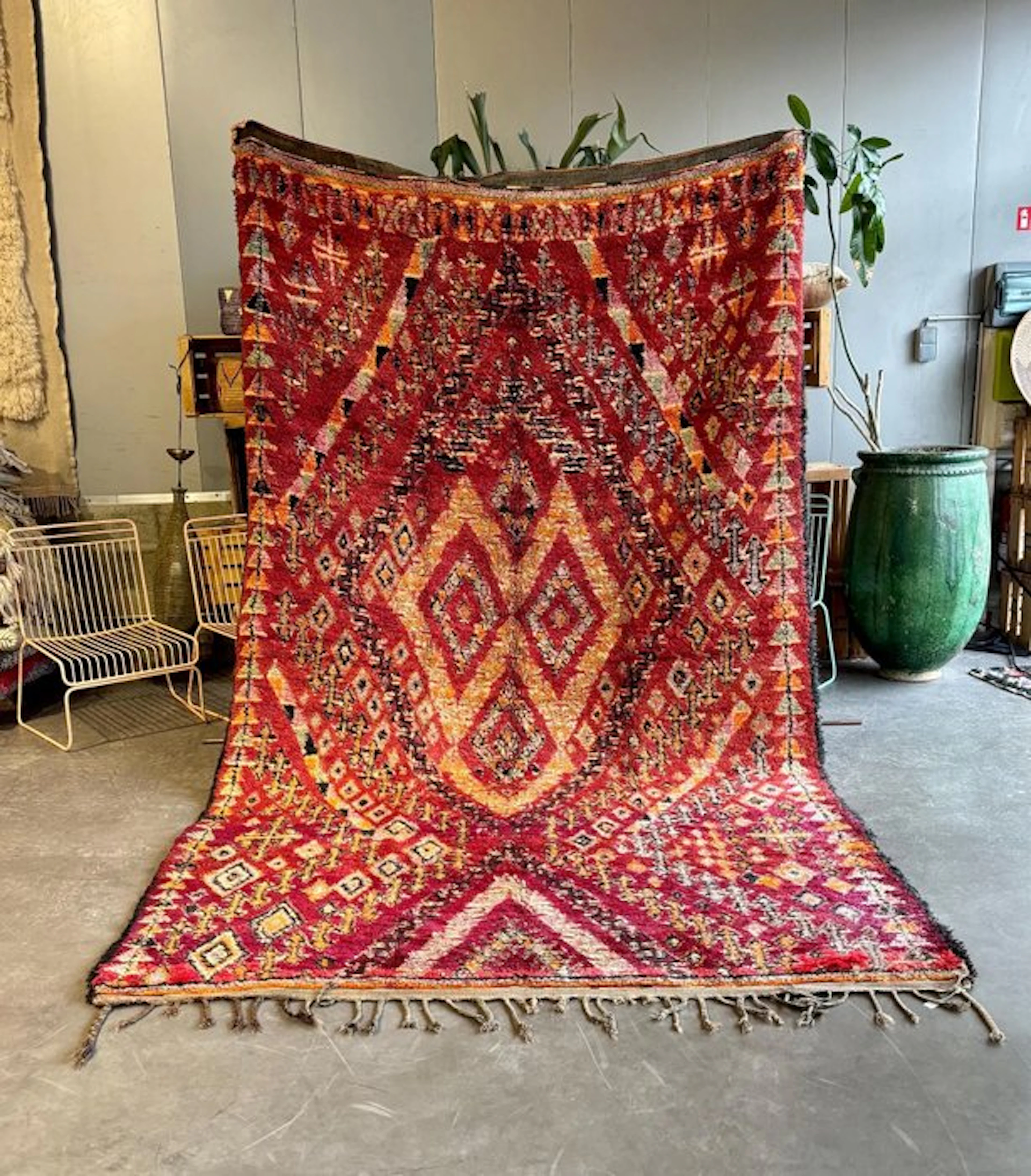 Authentic Moroccan Vintage Boujad Berber Wool Rug 210x370...