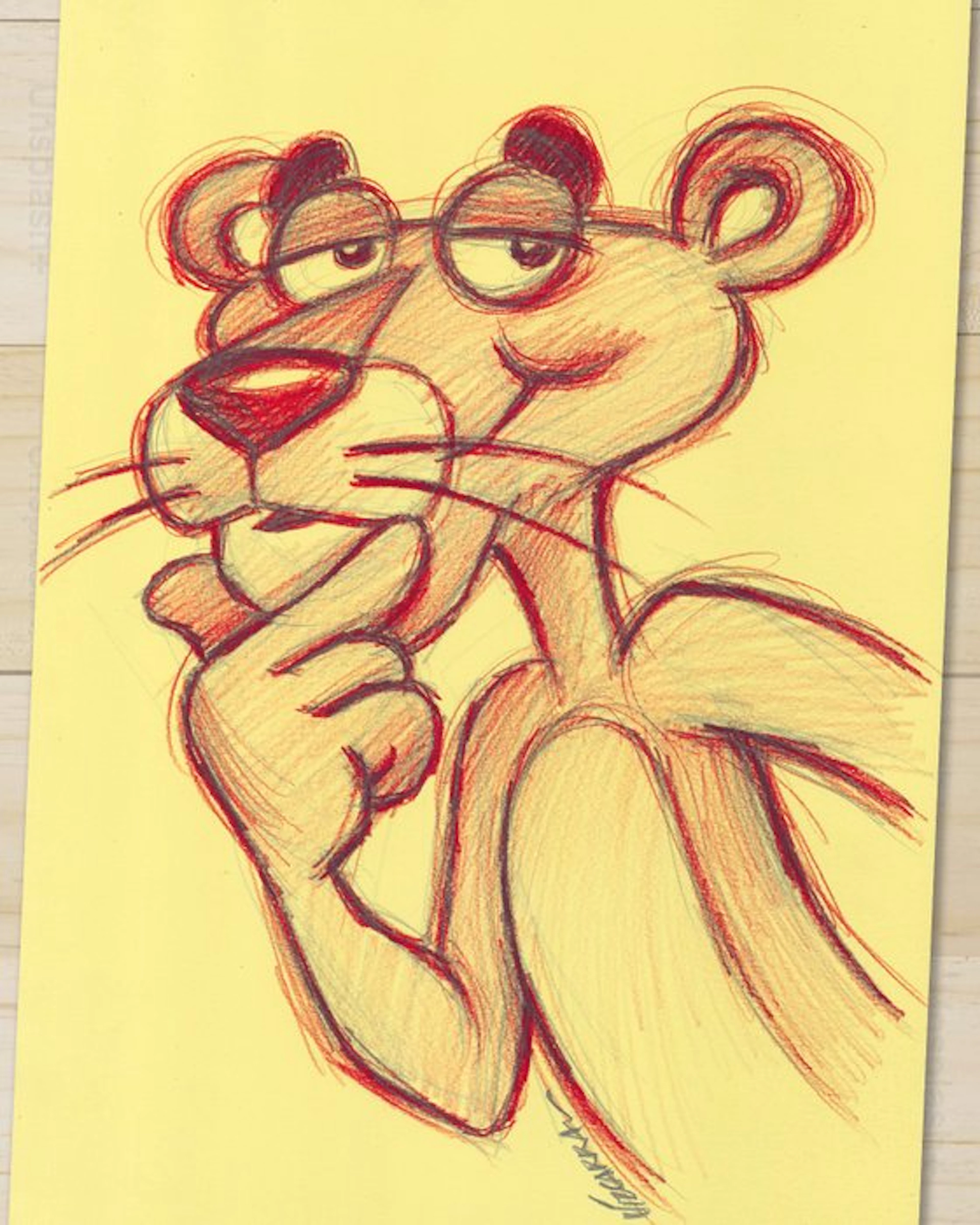 Vizcarra Pink Panther "Interesting..." Portrait - Hand...