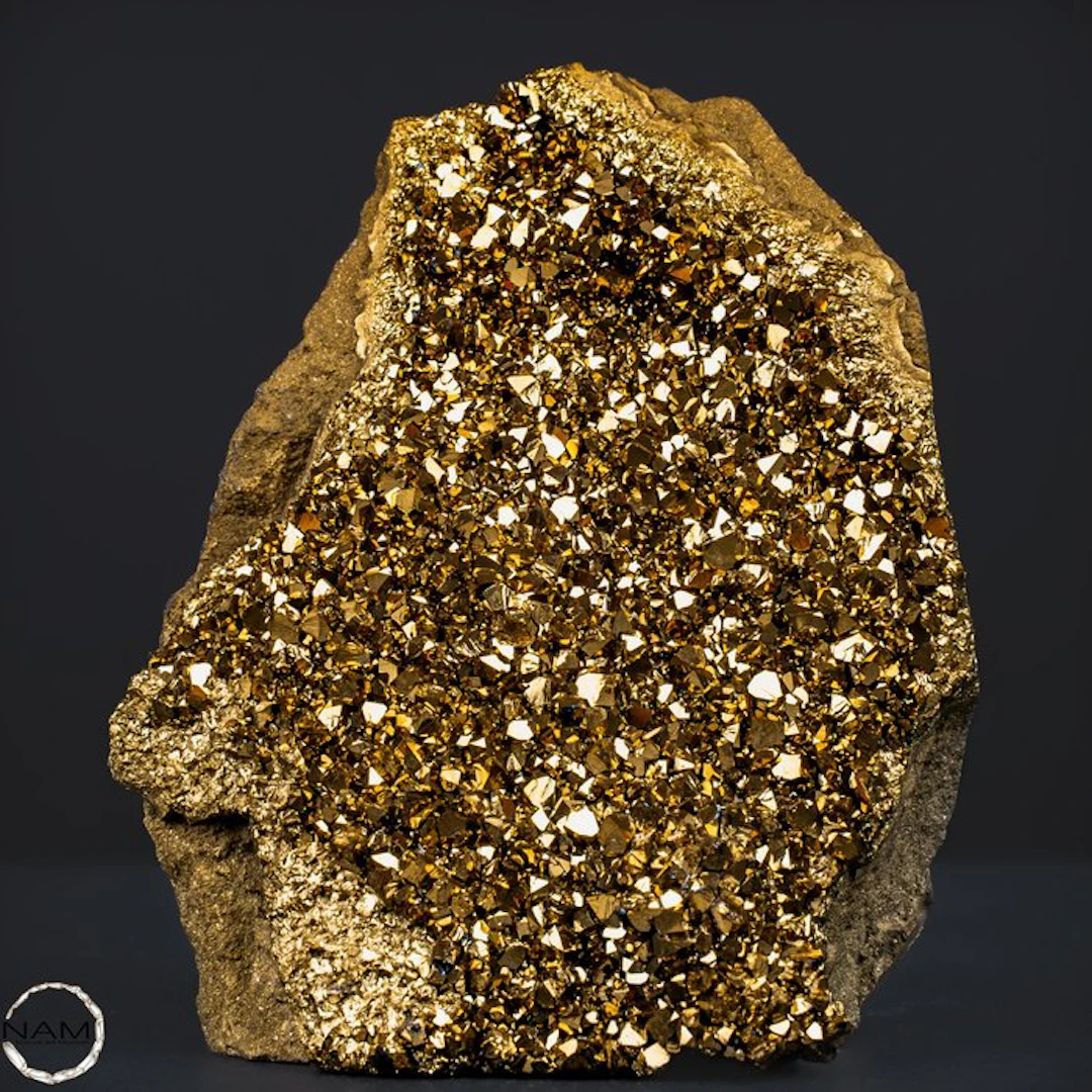 Spectacular Gold Aura Amethyst Druzy with an intense metallic shine- 690.23 g