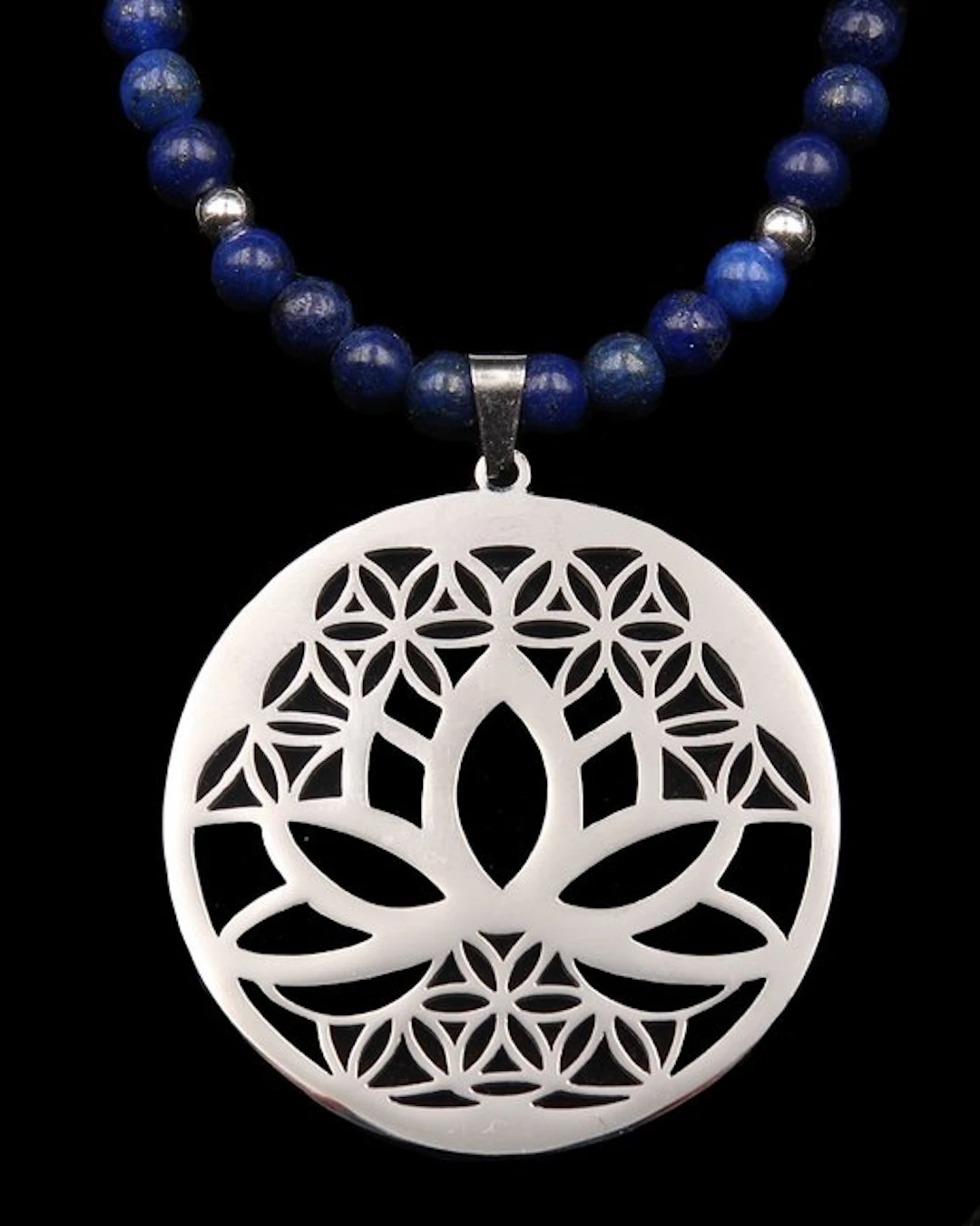 Lapis lazuli - Necklace of the Flower of Life and Lotus –...