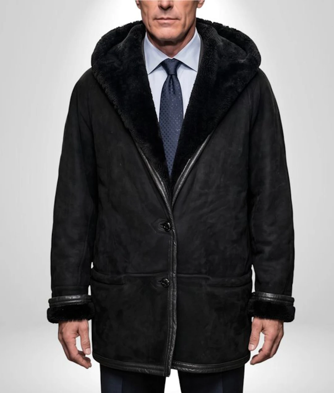 Original SHEARLING 100% Leather Exclusive Premium Aviator classic Coat Tg