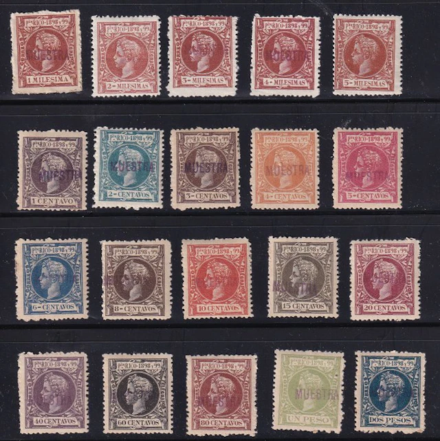 Puerto Rico - 1898 - Alfonso XIII - Edifil 130/149 - Key values Specimens