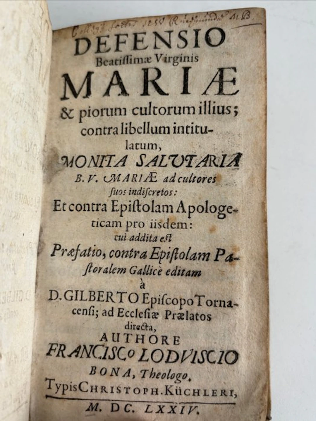 Francisco Lodoviscio Bona - Defensio Beatissimae Virginis Mariae - 1674-1674