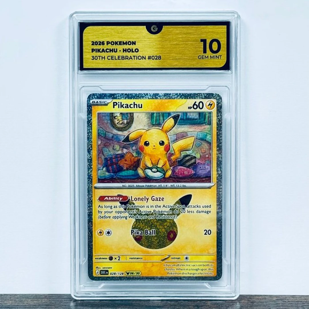 Pokémon Graded card - Pikachu Holo 028 - 30th Anniversary – Pokémon - GG 10