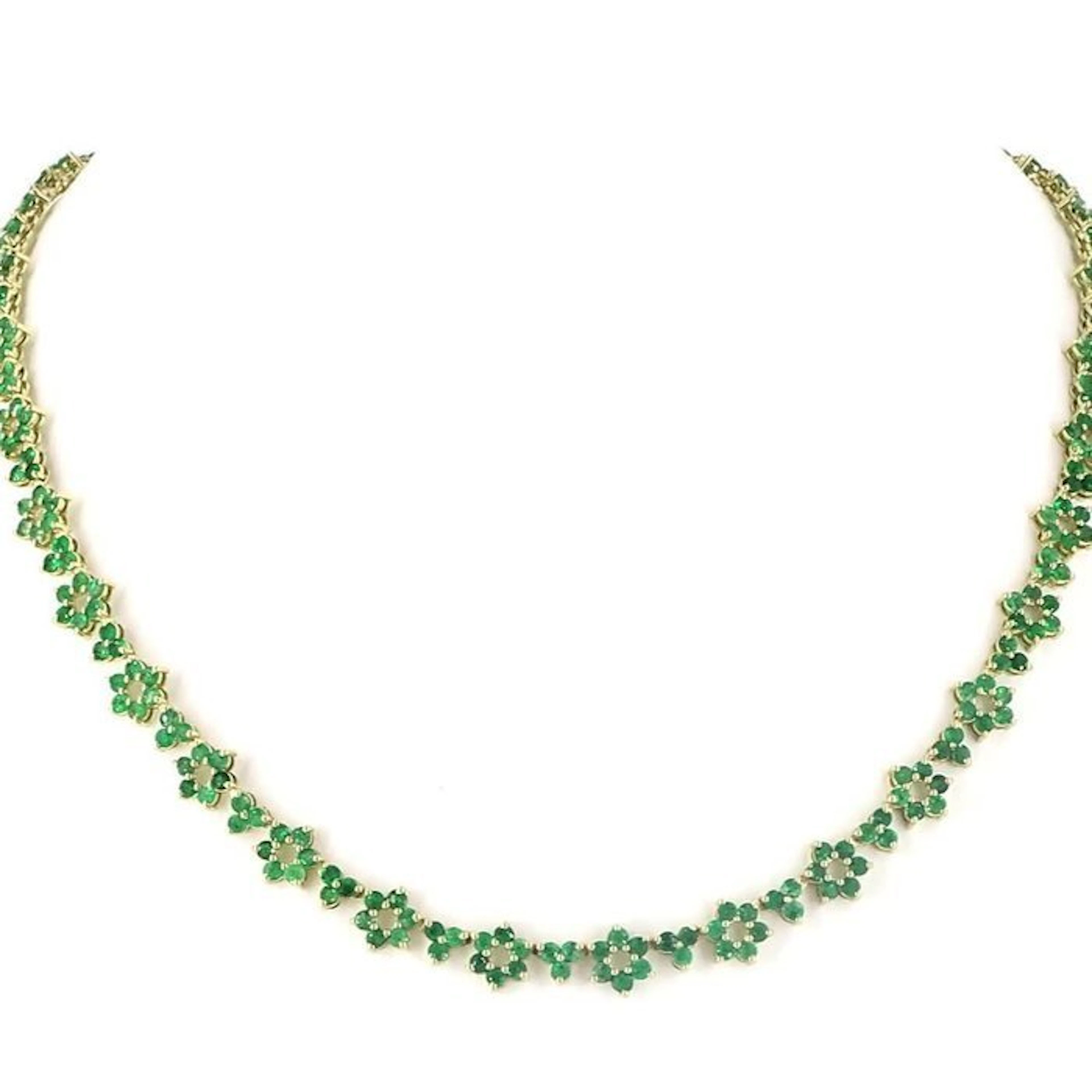 Necklace - 14 kt. Yellow gold - 11.00ct. tw. Emerald - Emerald