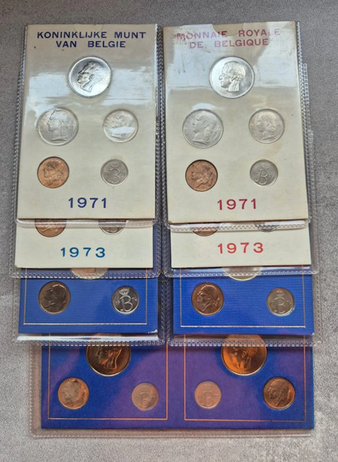 Belgium. Lot de pièces FDC 1971-1973-1974-1975 FR + FL (No reserve price)