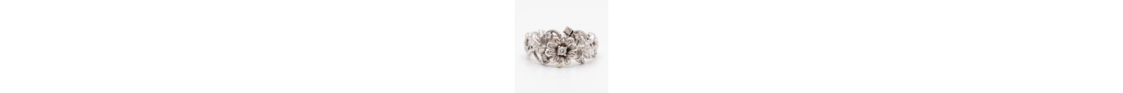 Ring - 18 kt. White gold Diamond (Natural) - Diamond - Ornate Floral Design