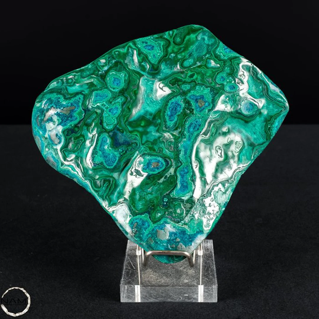 Natural botryoidal malachite-chrysocolla freeform –...