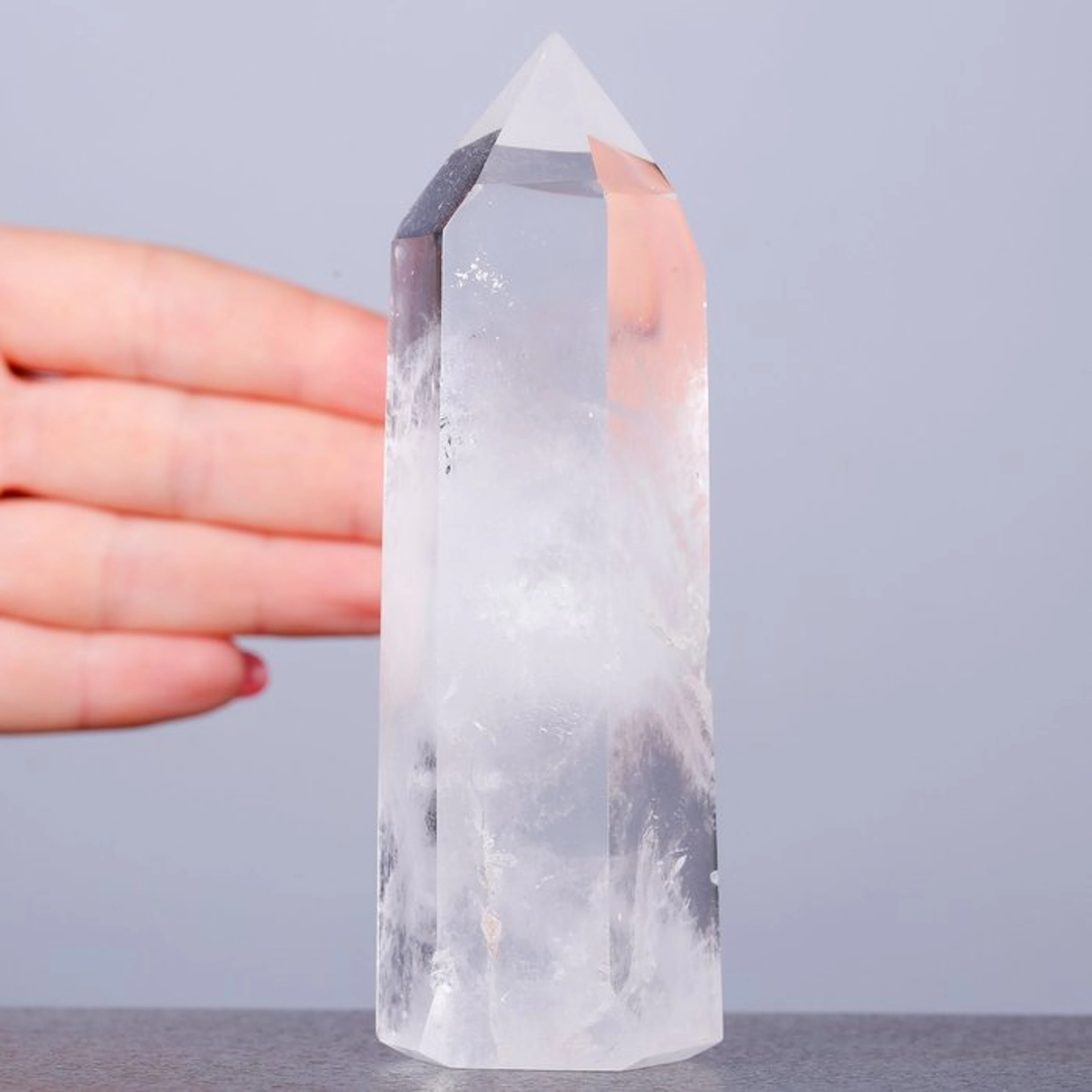 Clear Quartz Obelisk with Natural Inclusions and...