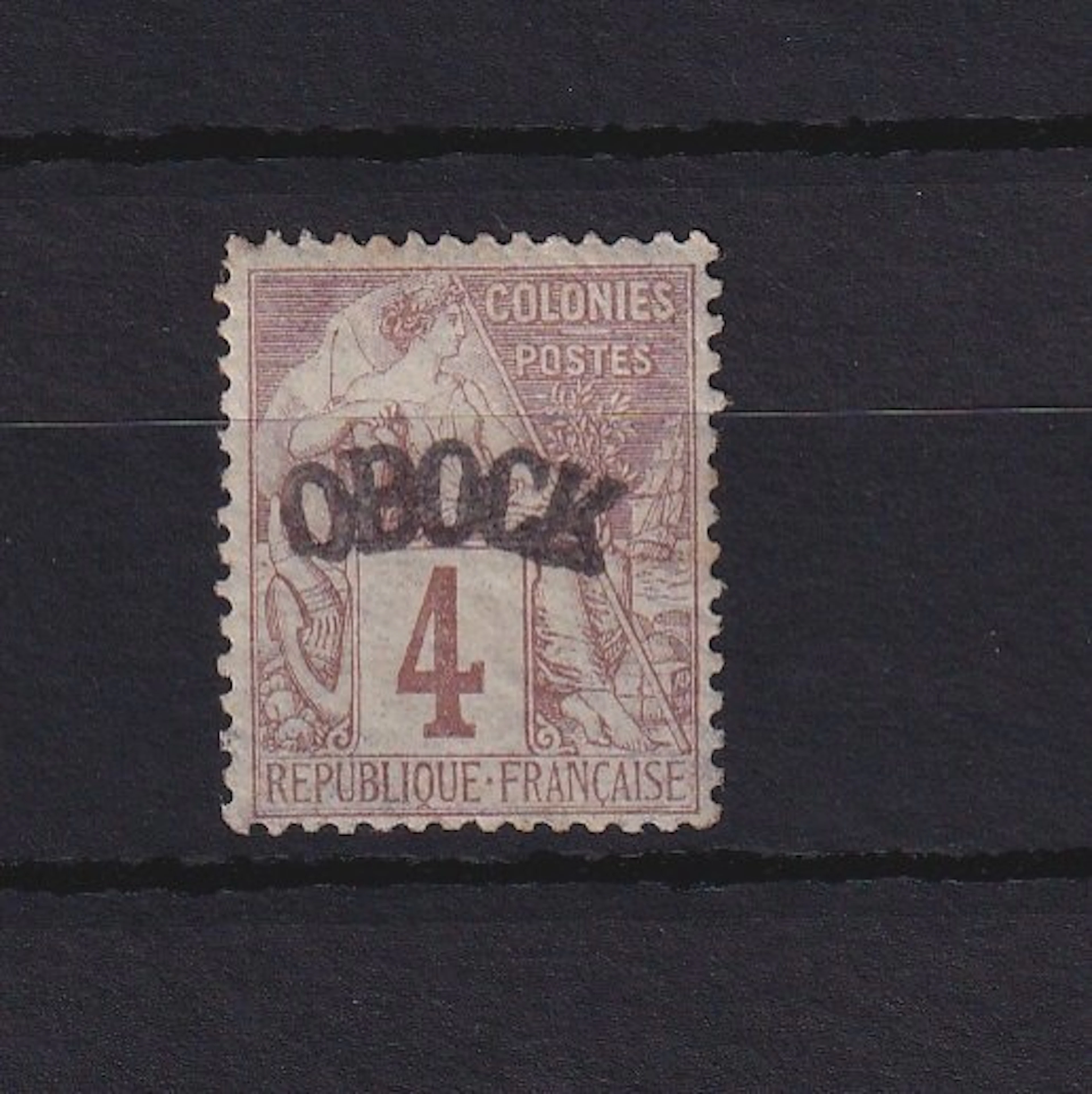 Obock 1892 - Signé Calves, côte 625€, signé Calves rare 4c - Yvert n°3
