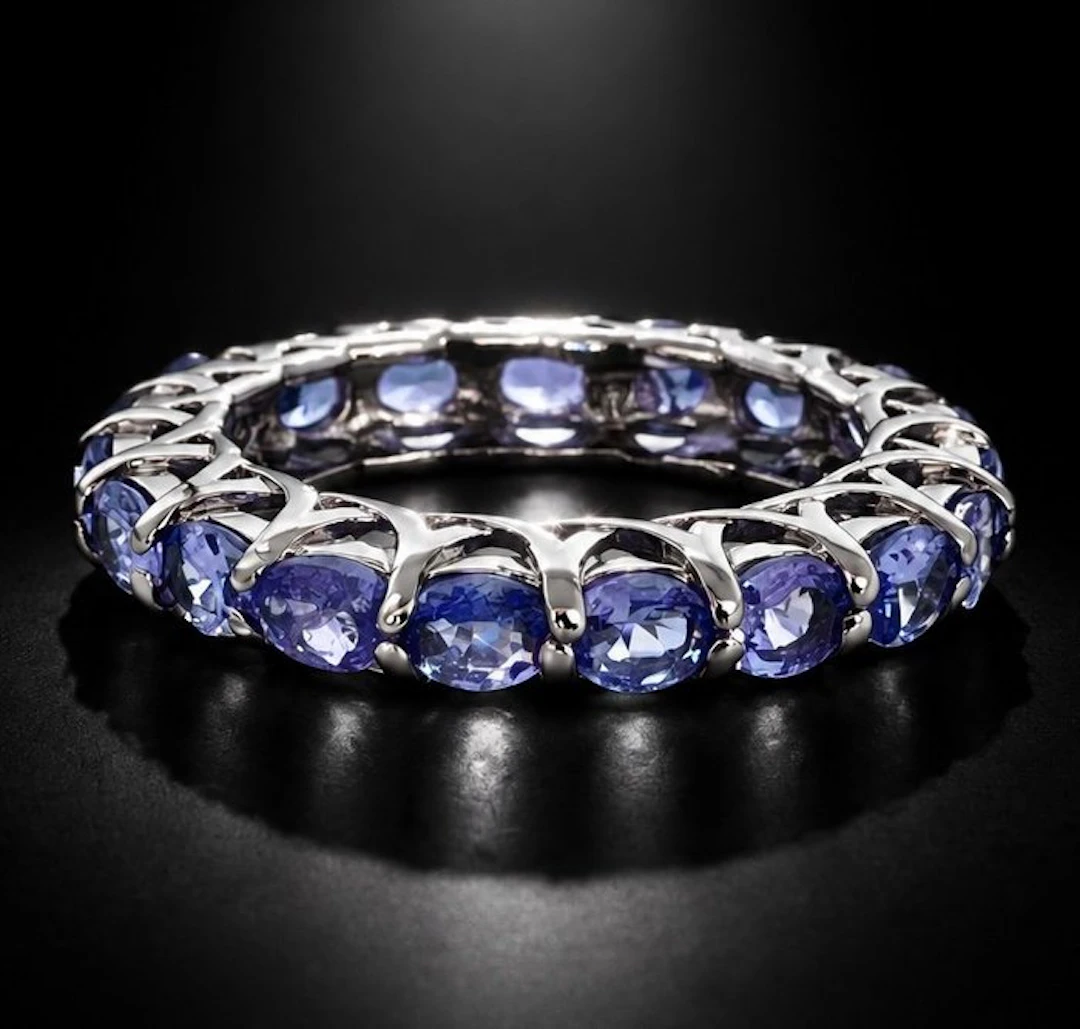 No reserve price - Ring 925 silver - Tanzanite - Eternity ring