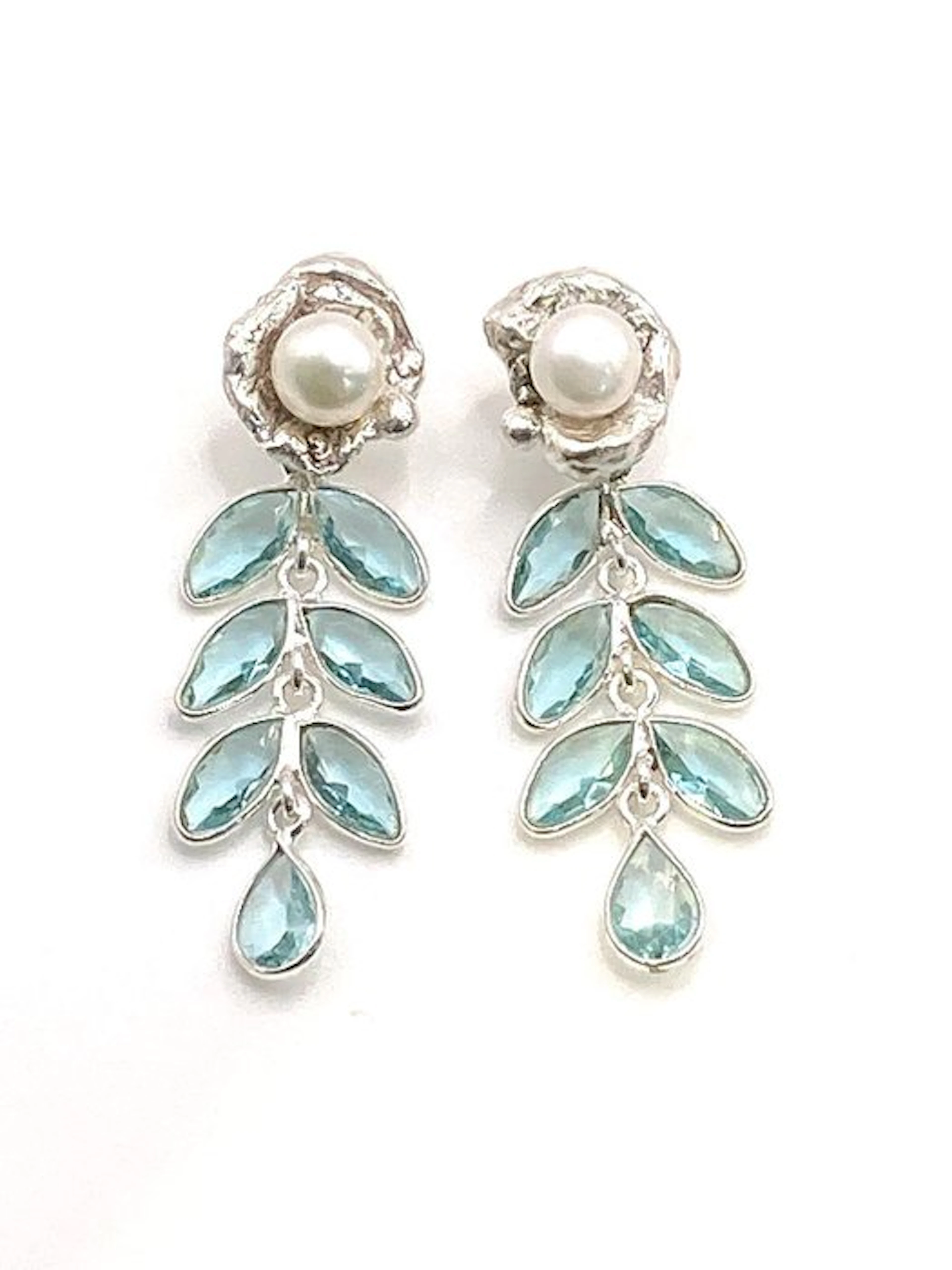 No reserve price - Earrings Silver Topaz