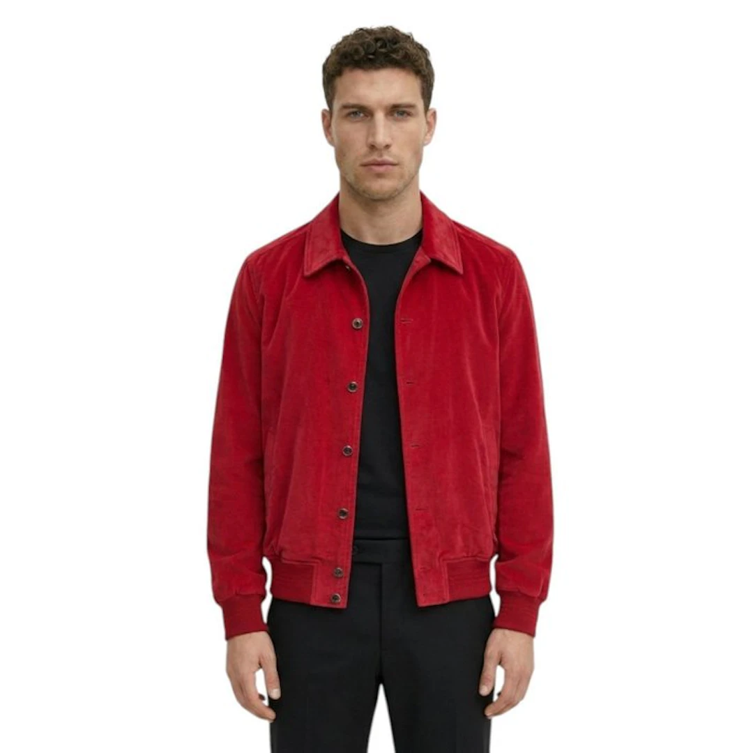 ISAIA NAPOLI - 50 IT - "Varsity" Bomber Jacket Red...