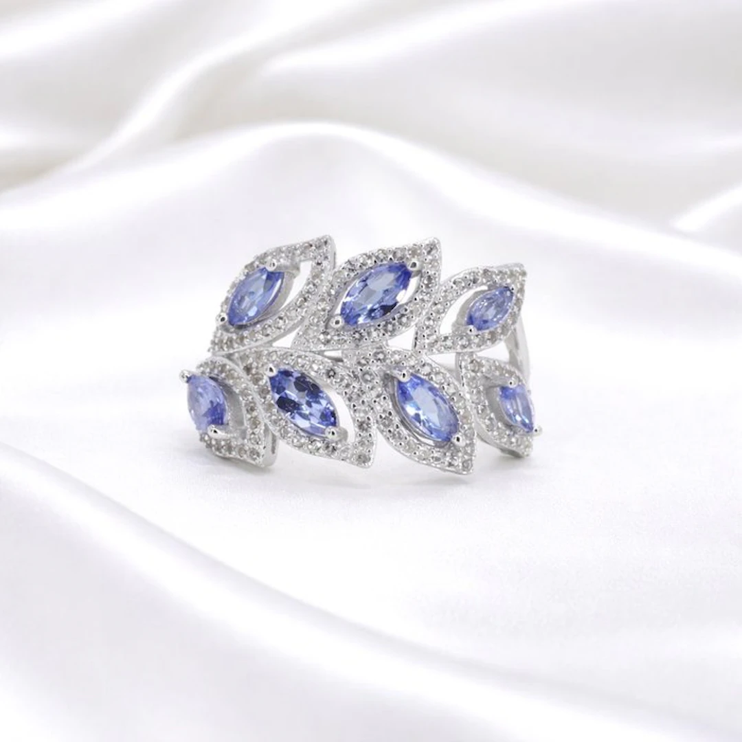 No reserve price - Ring Gold-plated Tanzanite - Topaz - 18kt Gold Plated