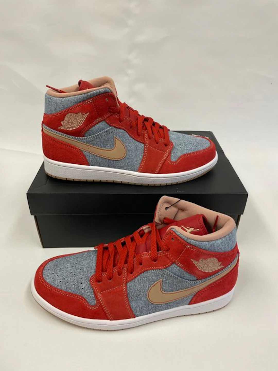 Nike - Air Jordan 1 Mid, Denim Red - Sneakers - Size: EU 44.5 - New with tags