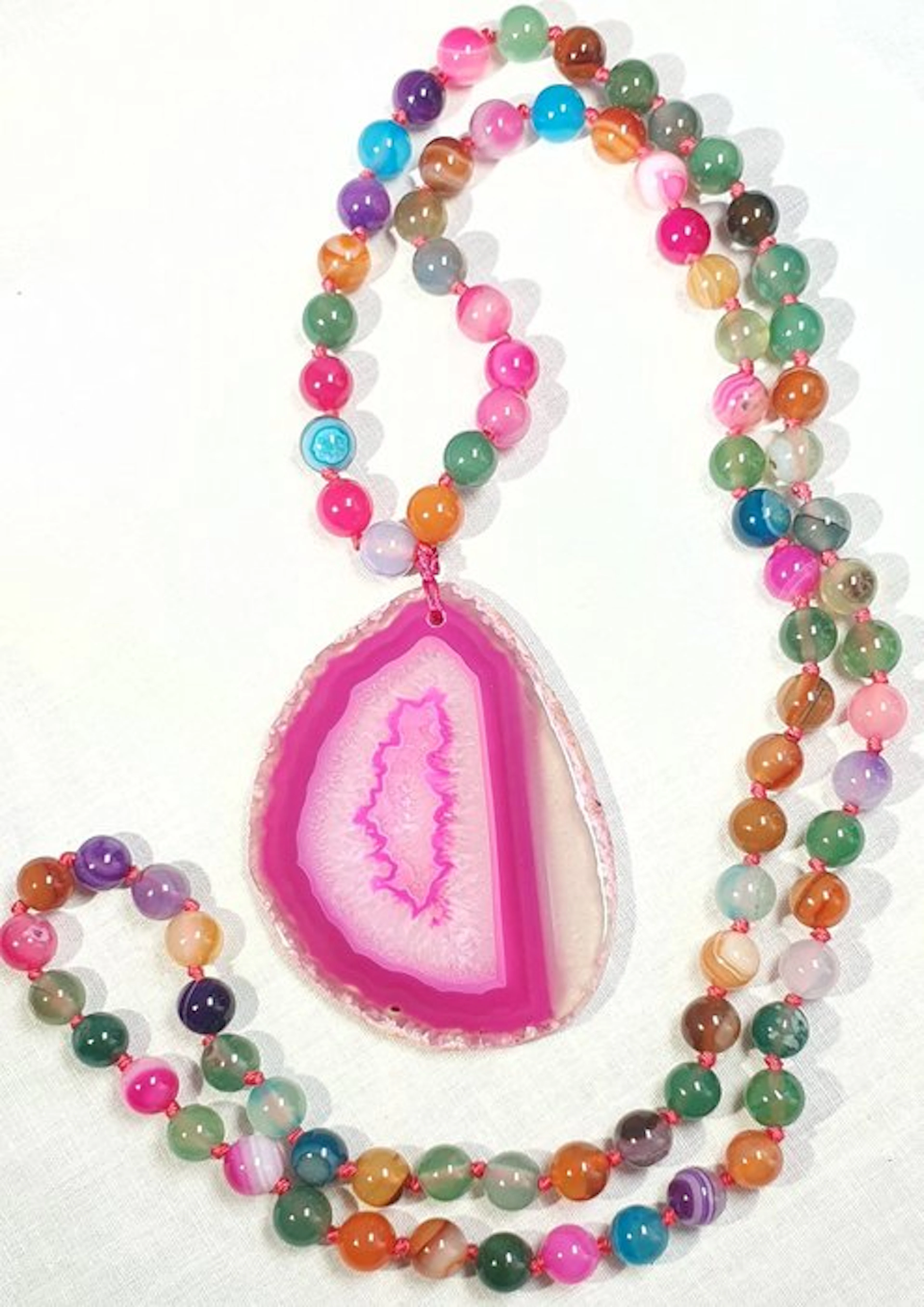 Pink Banded Agate Slice and Colorful Agates - Saint...
