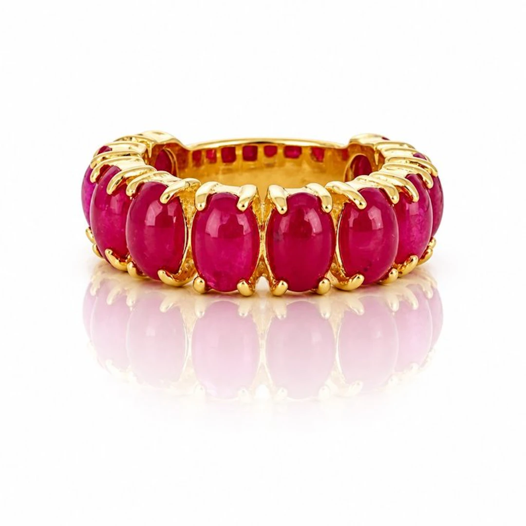 925 sterling silver gold-plated - ruby - Ring