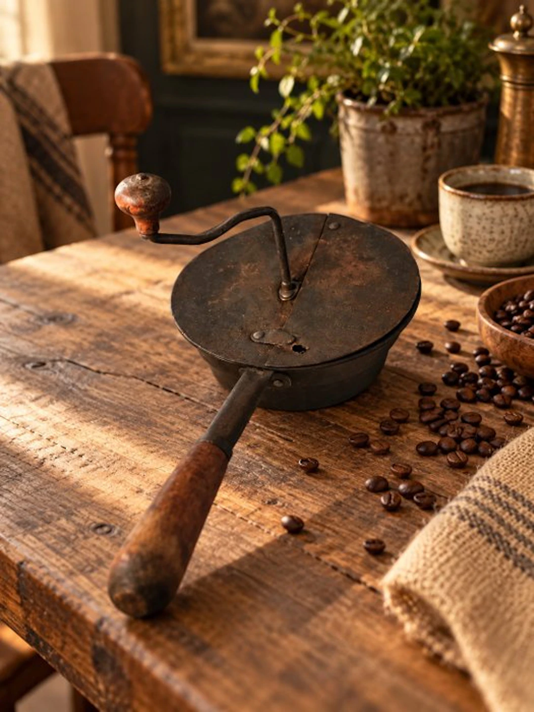 Coffee pot - plate iron - Antique coffee roaster