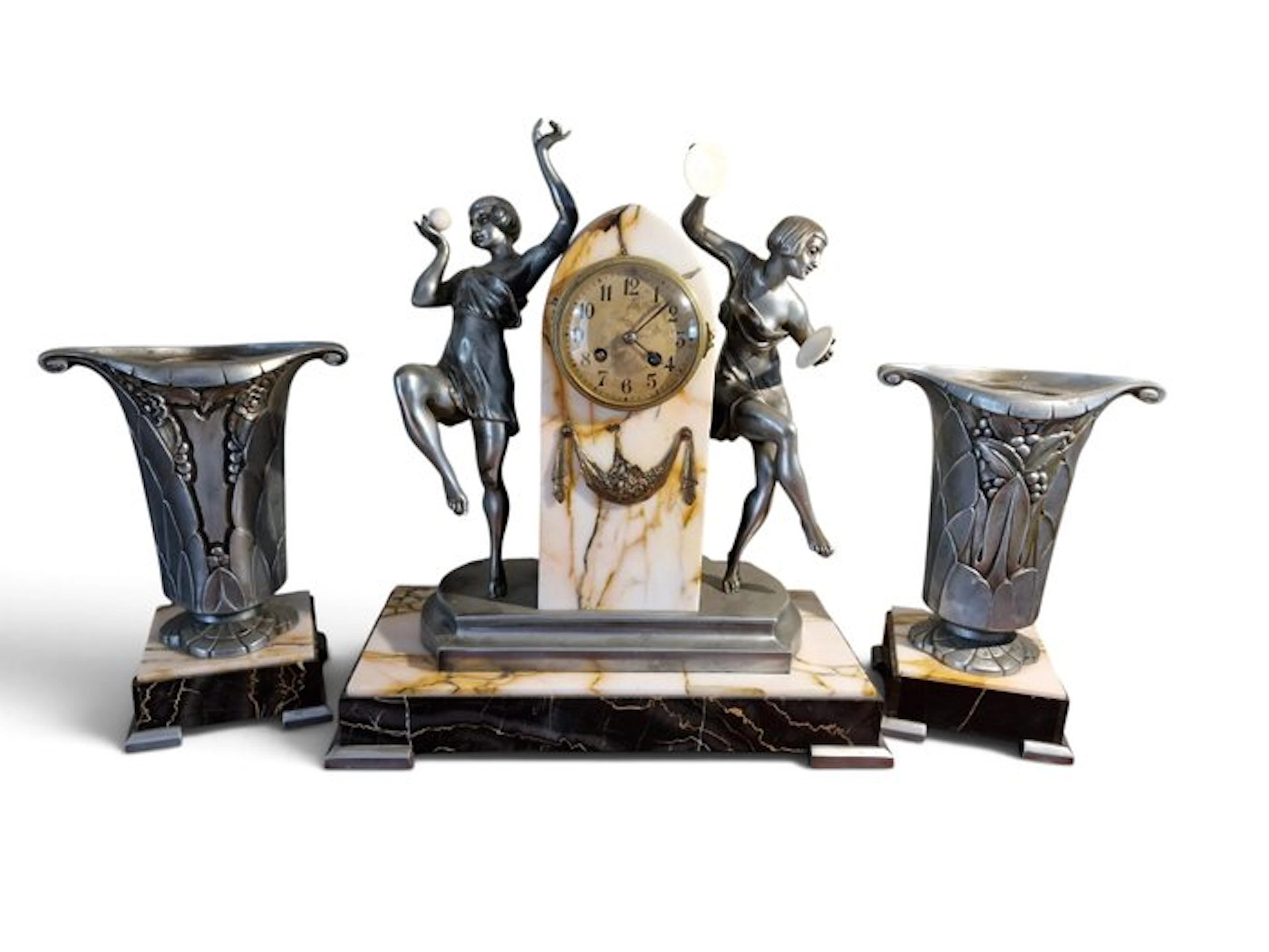 Art Deco garnish - Limousin - Art Deco marble, regule, brass, glass - 1920-1930