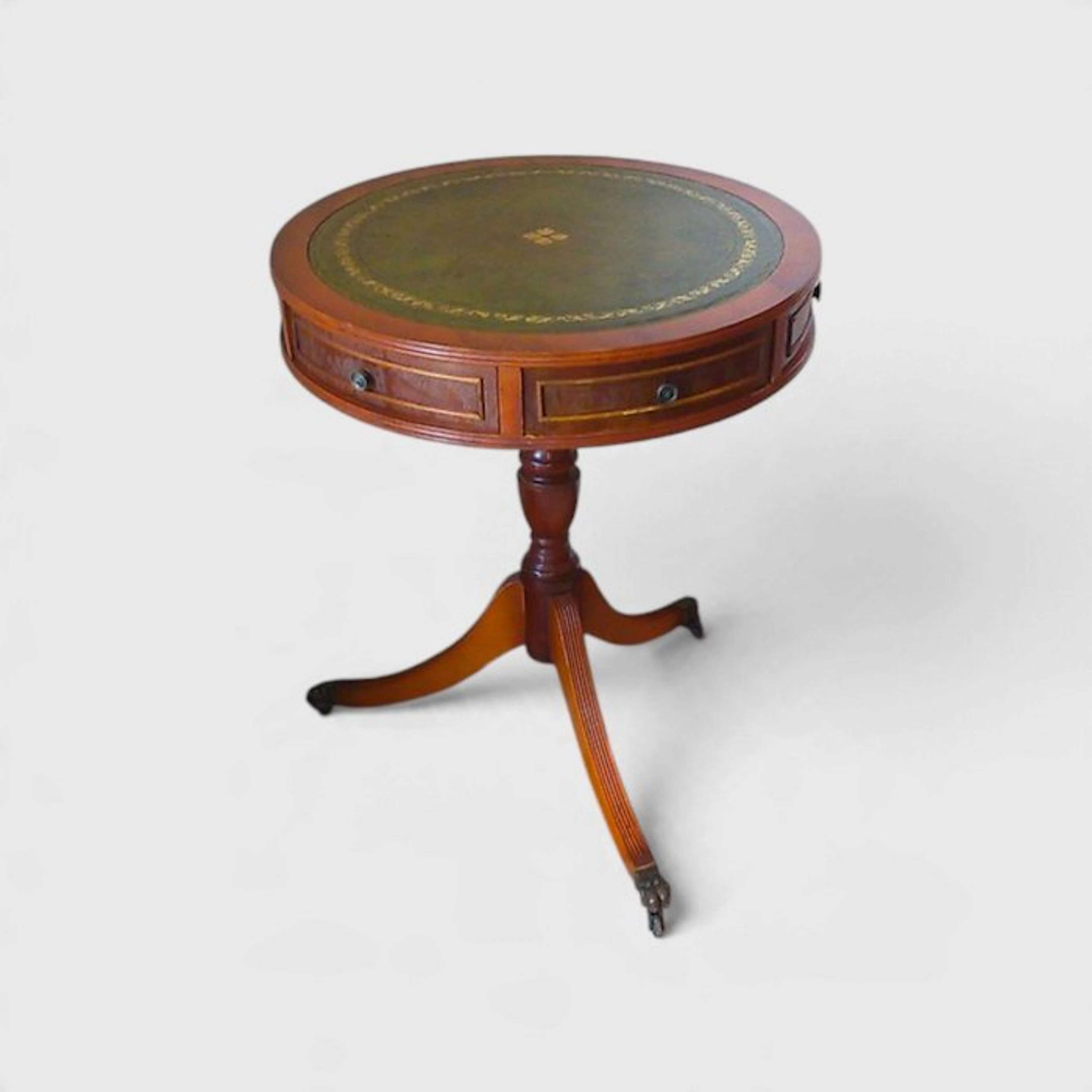 Antiker runder Beistelltisch – Mahagoni Trommeltisch mit...