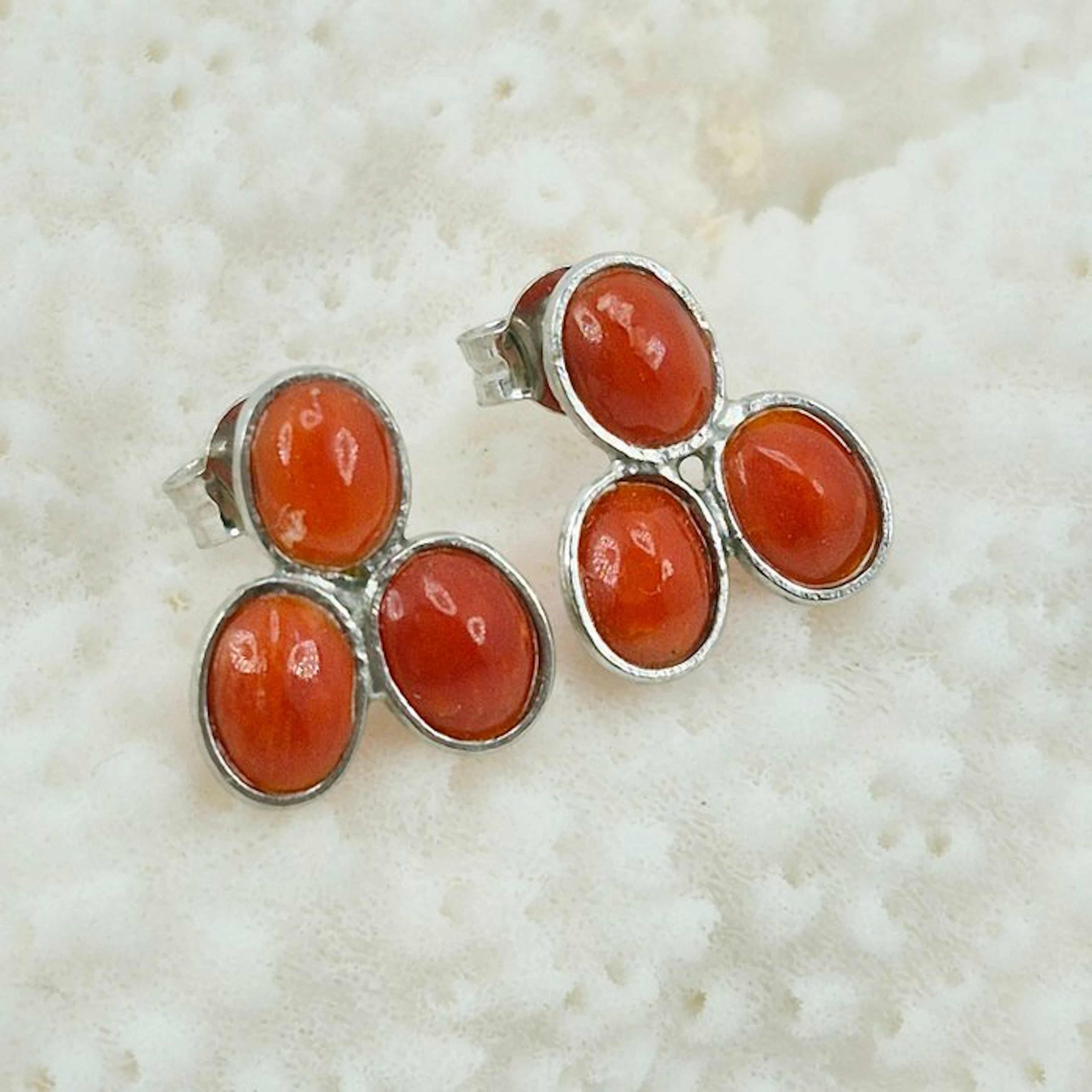 Coral - Silver, No Reserve - Earrings - CORALLO MEDITERRANEO