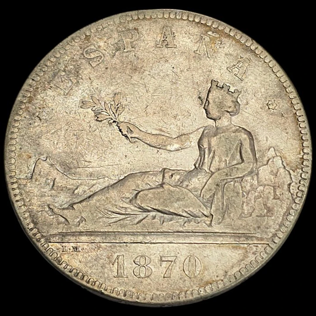Spain. Gobierno Provisional. 5 Pesetas 1870 SNM *18-70* (No reserve price)