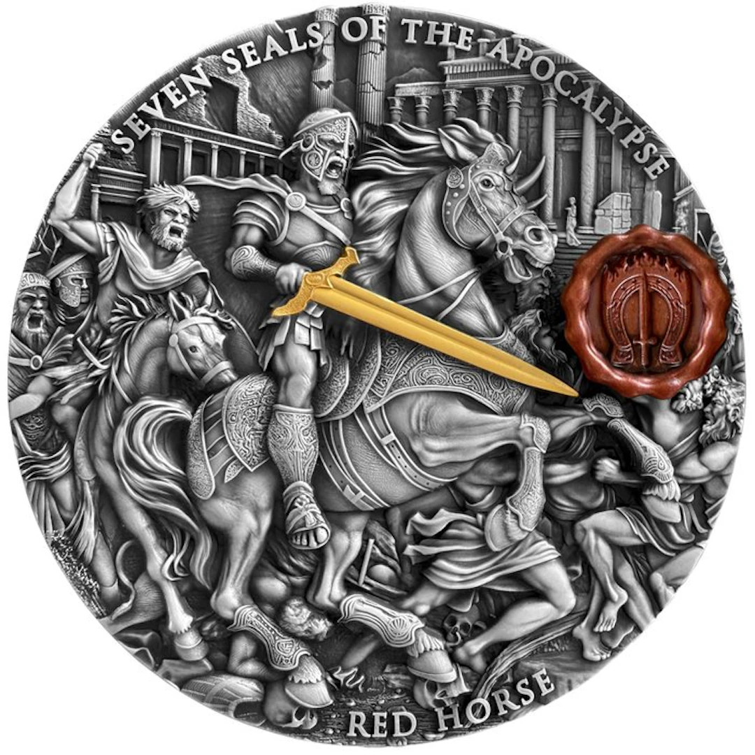 Niue. 7 Dollars 2025 Red Horse Seven Seals of the Apocalypse 3 Oz (.999)