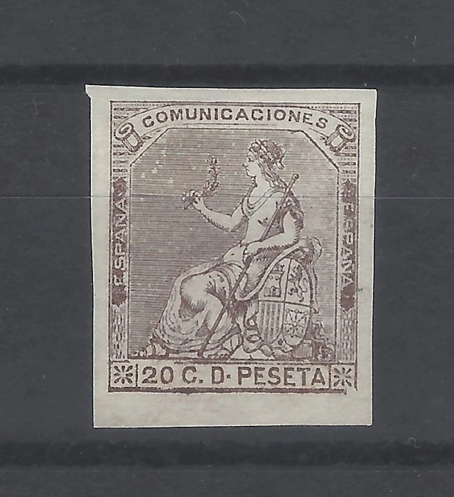 Spain 1873 - Allegory 20 cents - color change - Edifil nº 134pcc