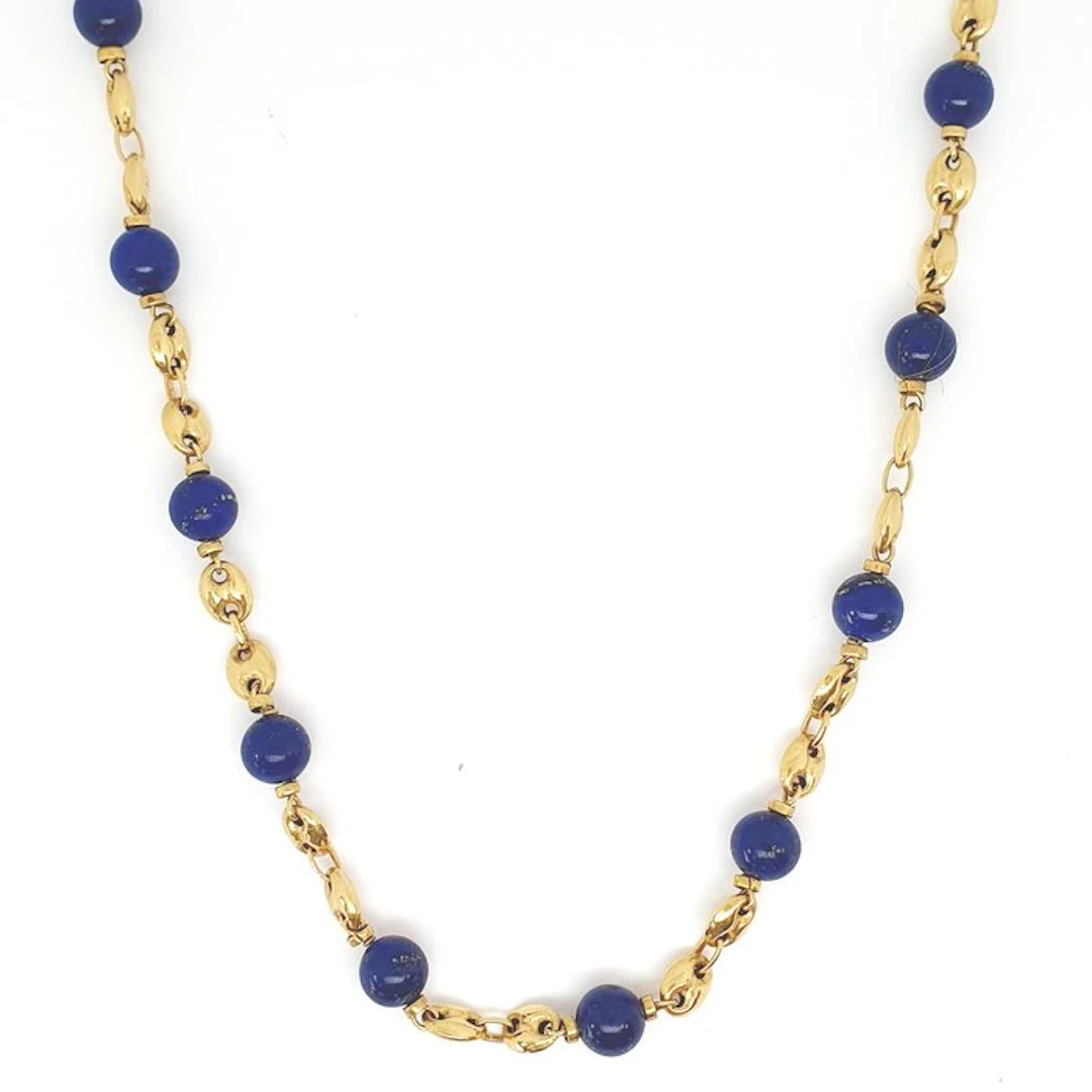 Necklace - 18 kt. Yellow gold - 40.00ct. tw. Lapis lazuli