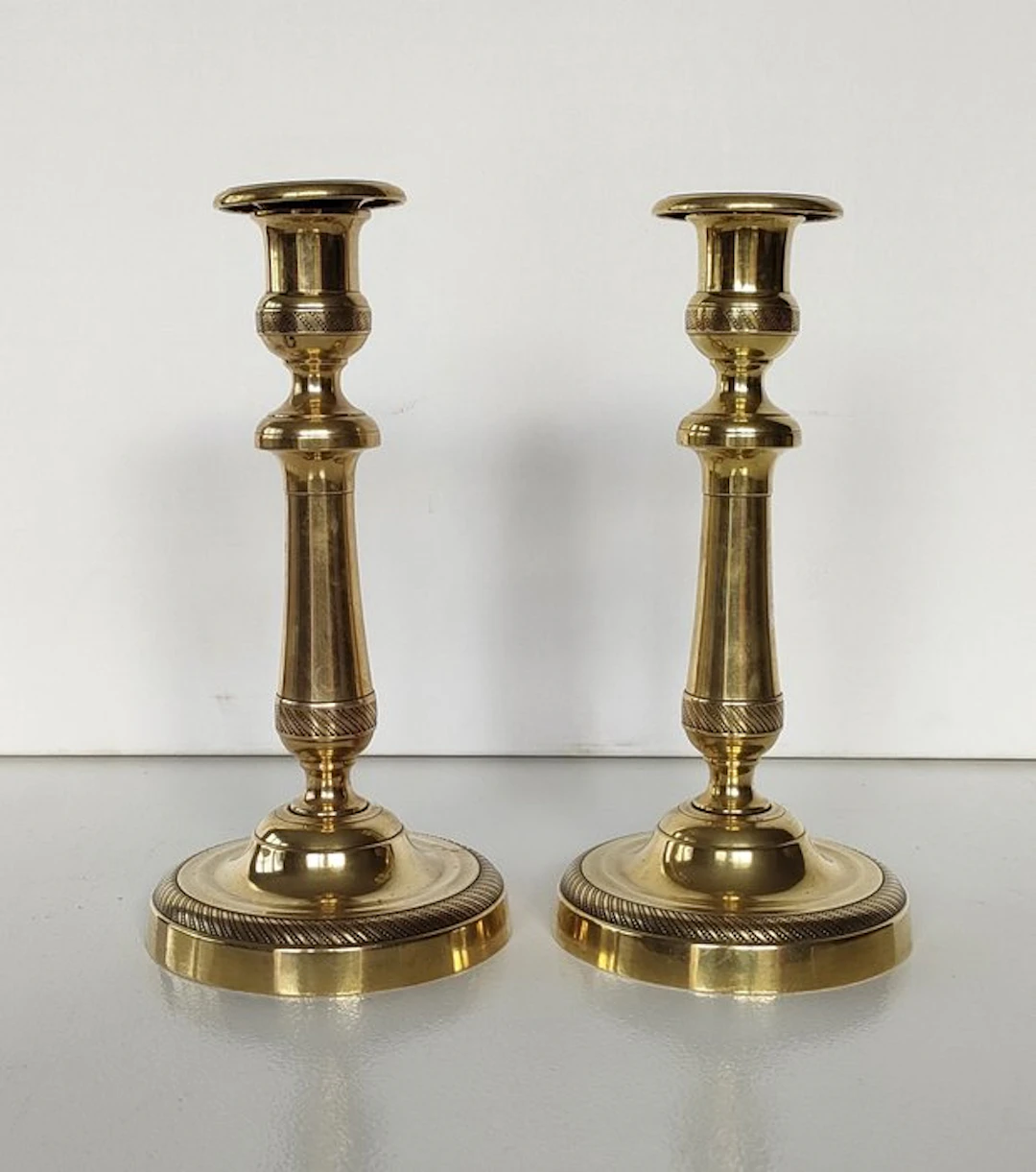 Taperstick Torches from the Restoration / Louis-Philippe era (2) - Brass