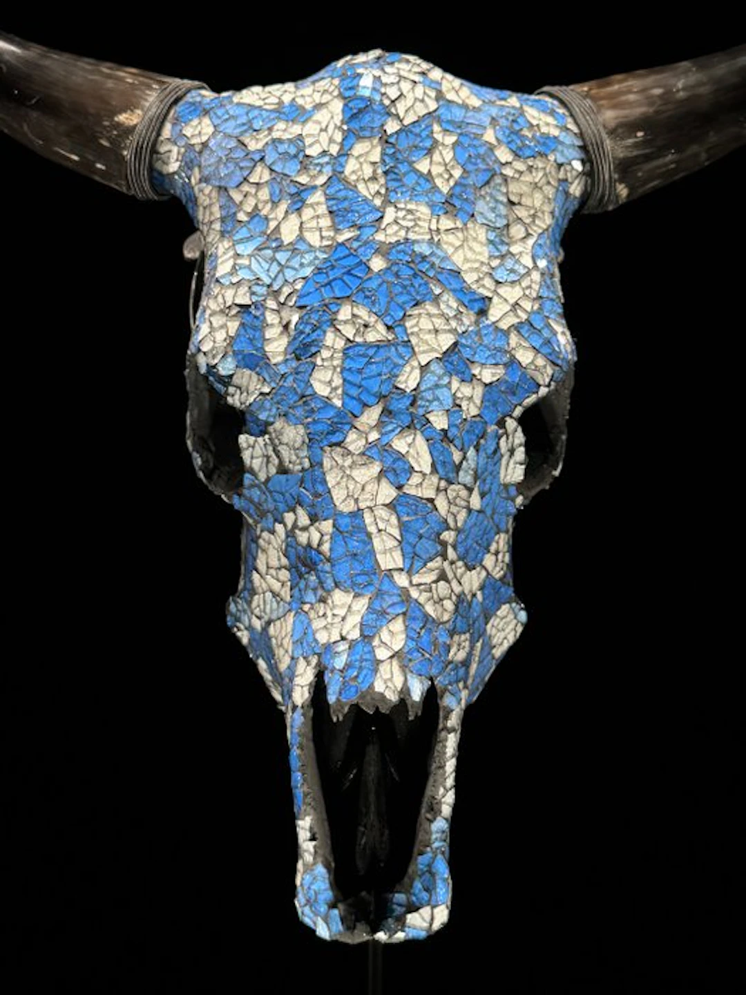 NO RESERVE PRICE - Stunning Cow Skull with Glass Mosaic...