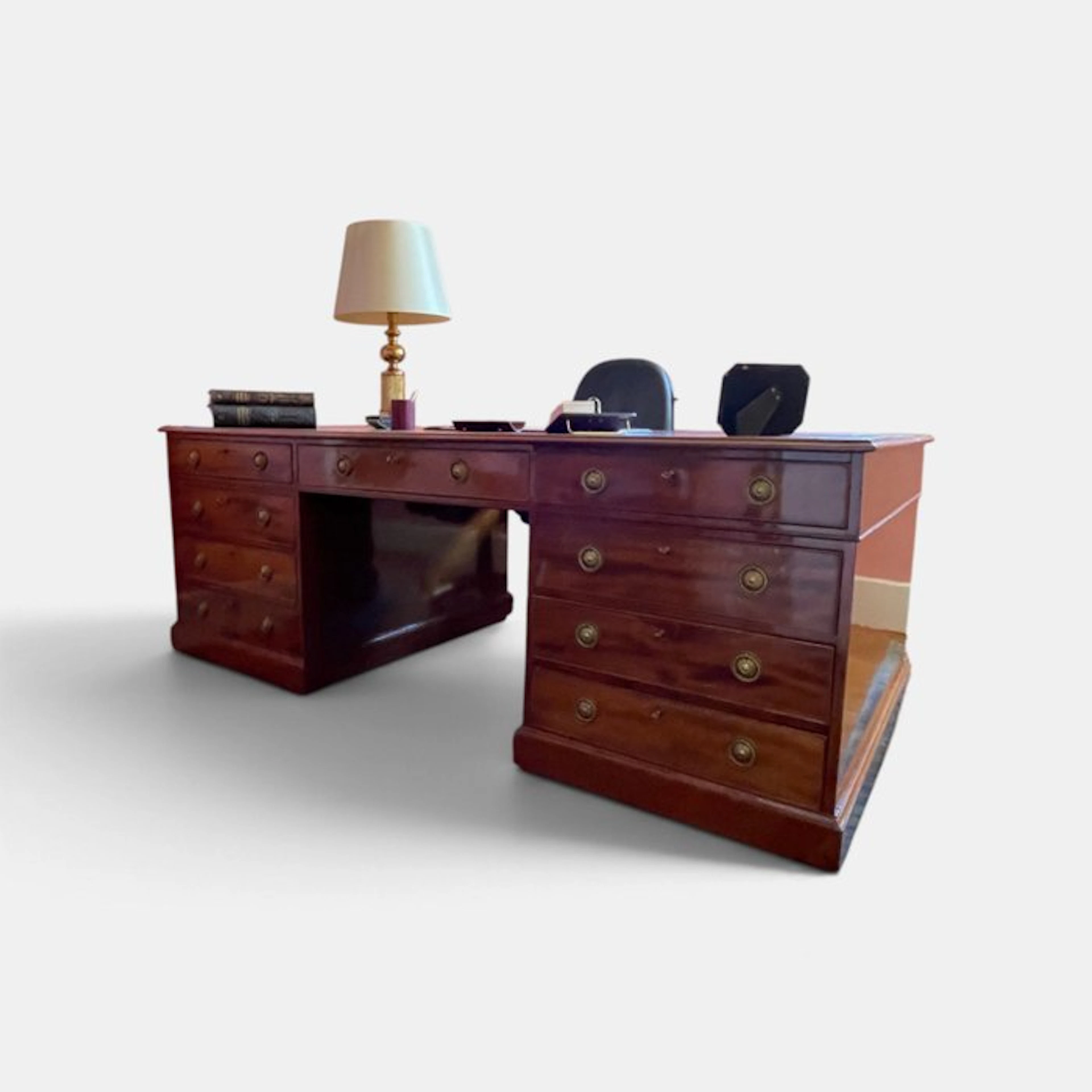 Library table - Mahogany, Leather - mahogany ministerial desk