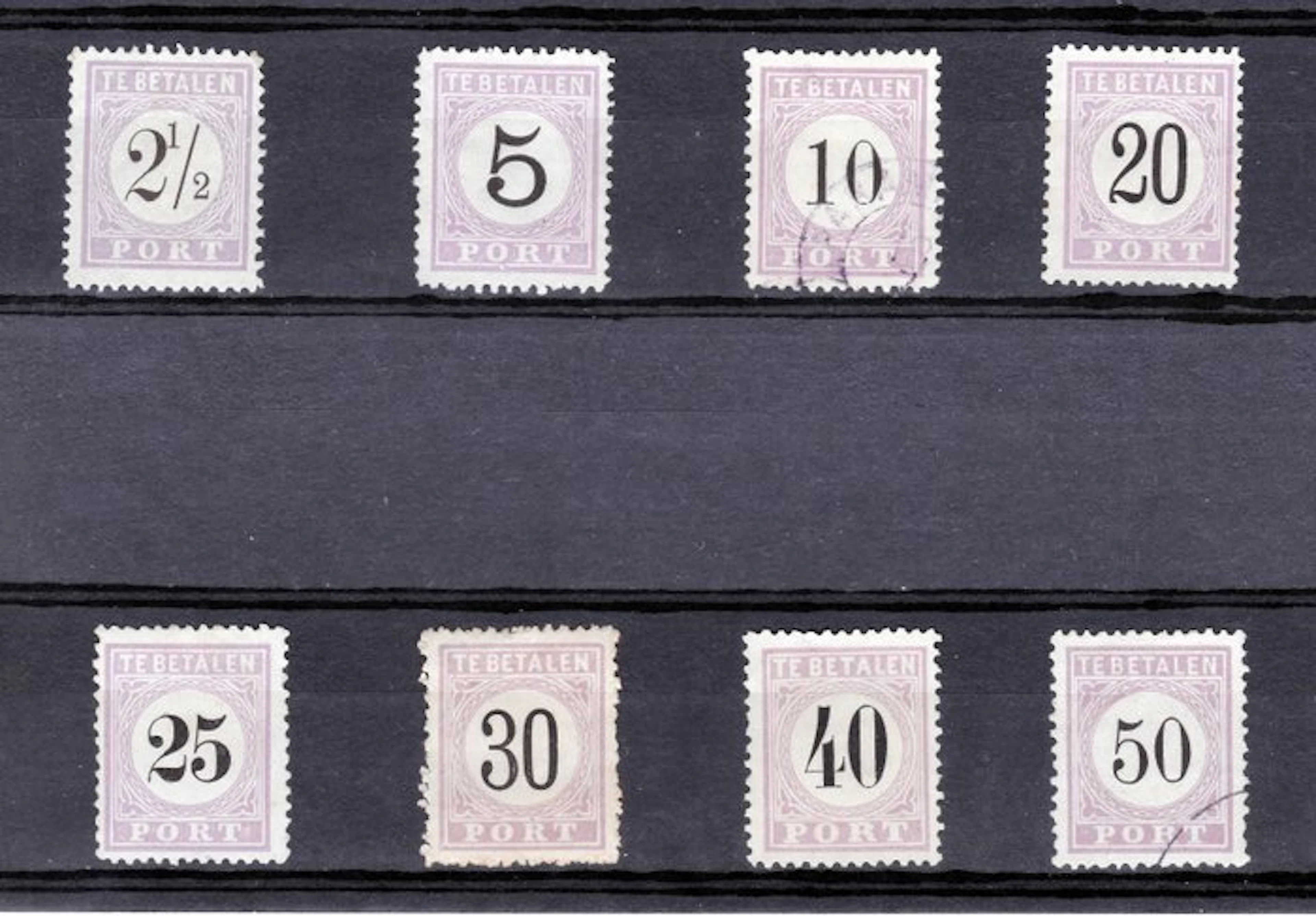 Suriname 1886 - First issue postage stamps - Suriname port 1 t/m 8