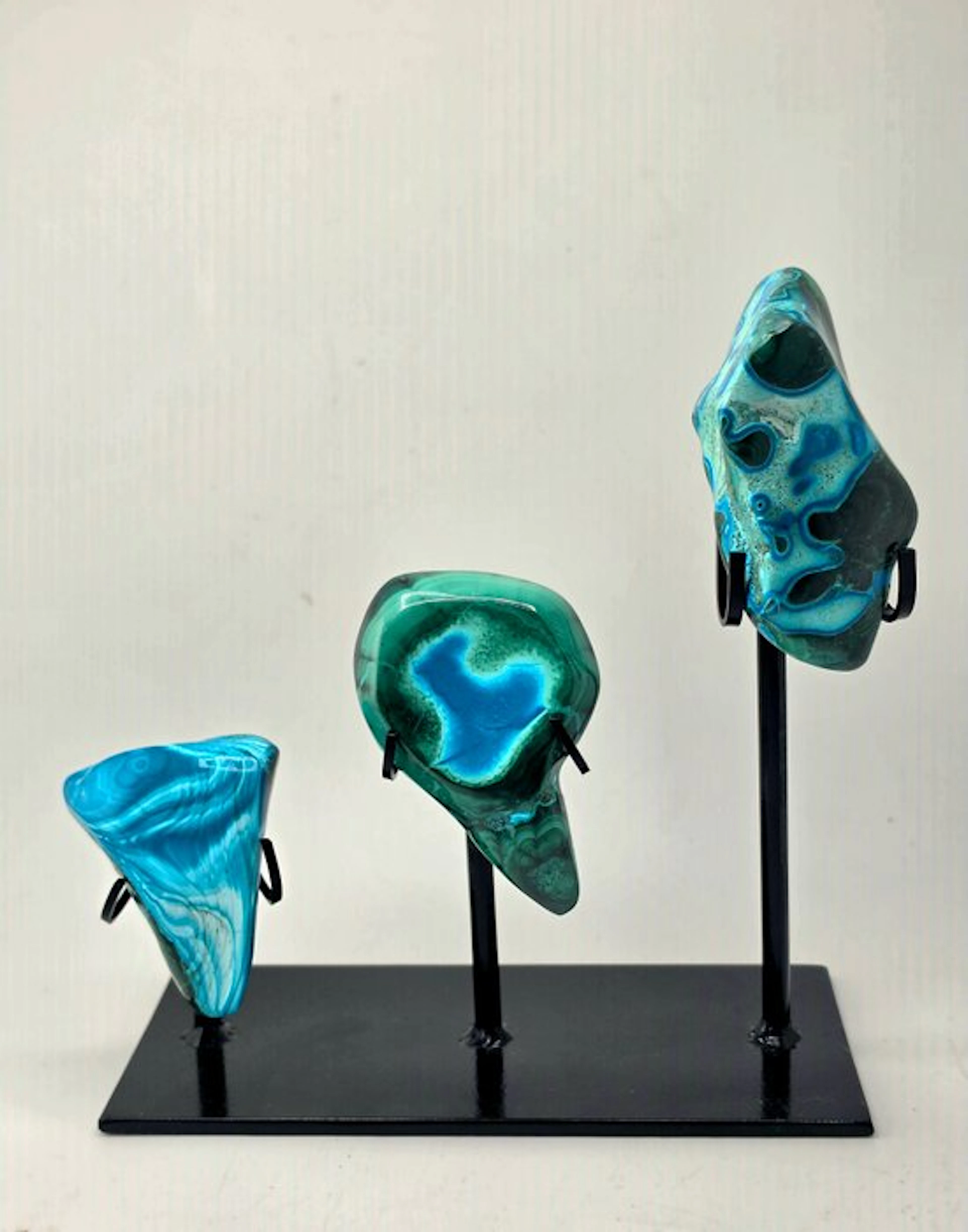 Polished Chrysocolla Collection – 3 Specimens on...