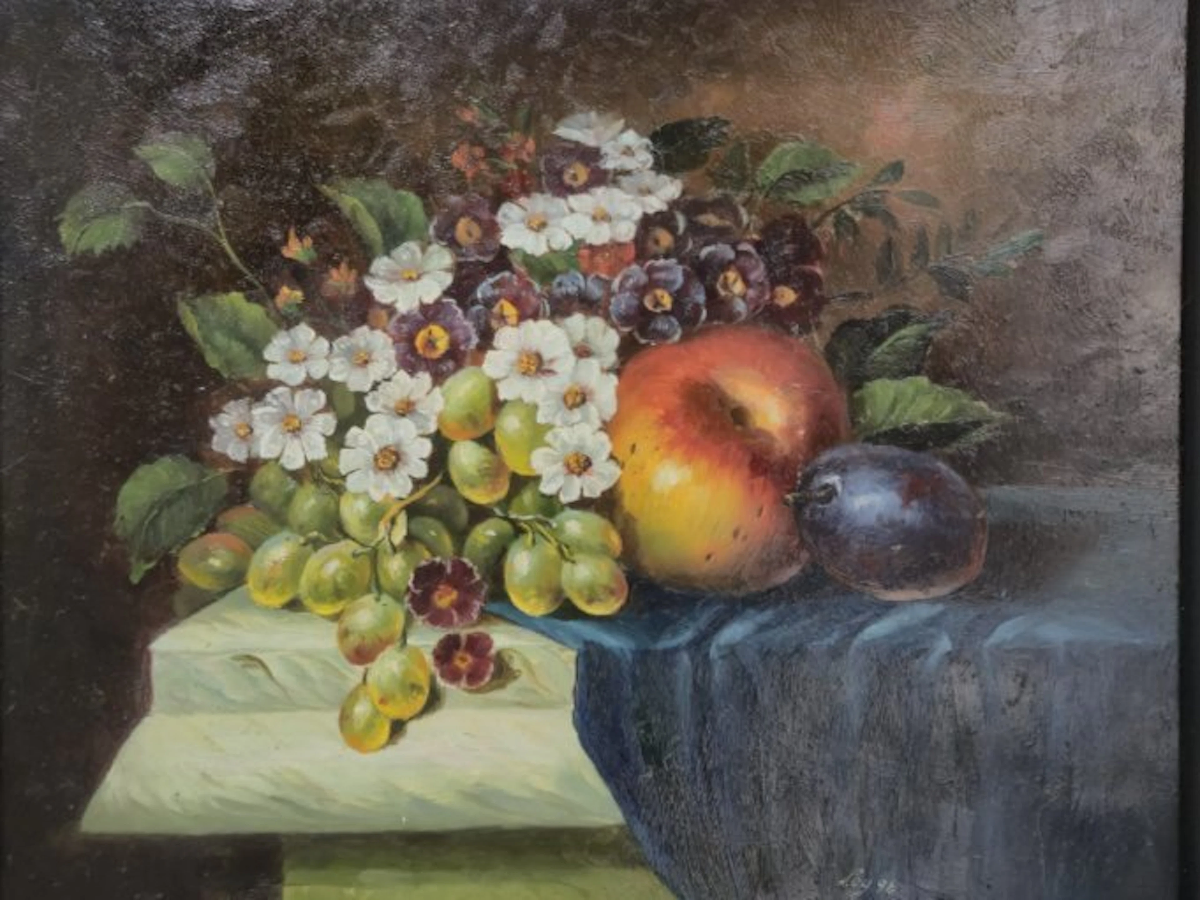 Maler Loy - Früchte- und Blumenstillleben – Ölgemälde (1996)