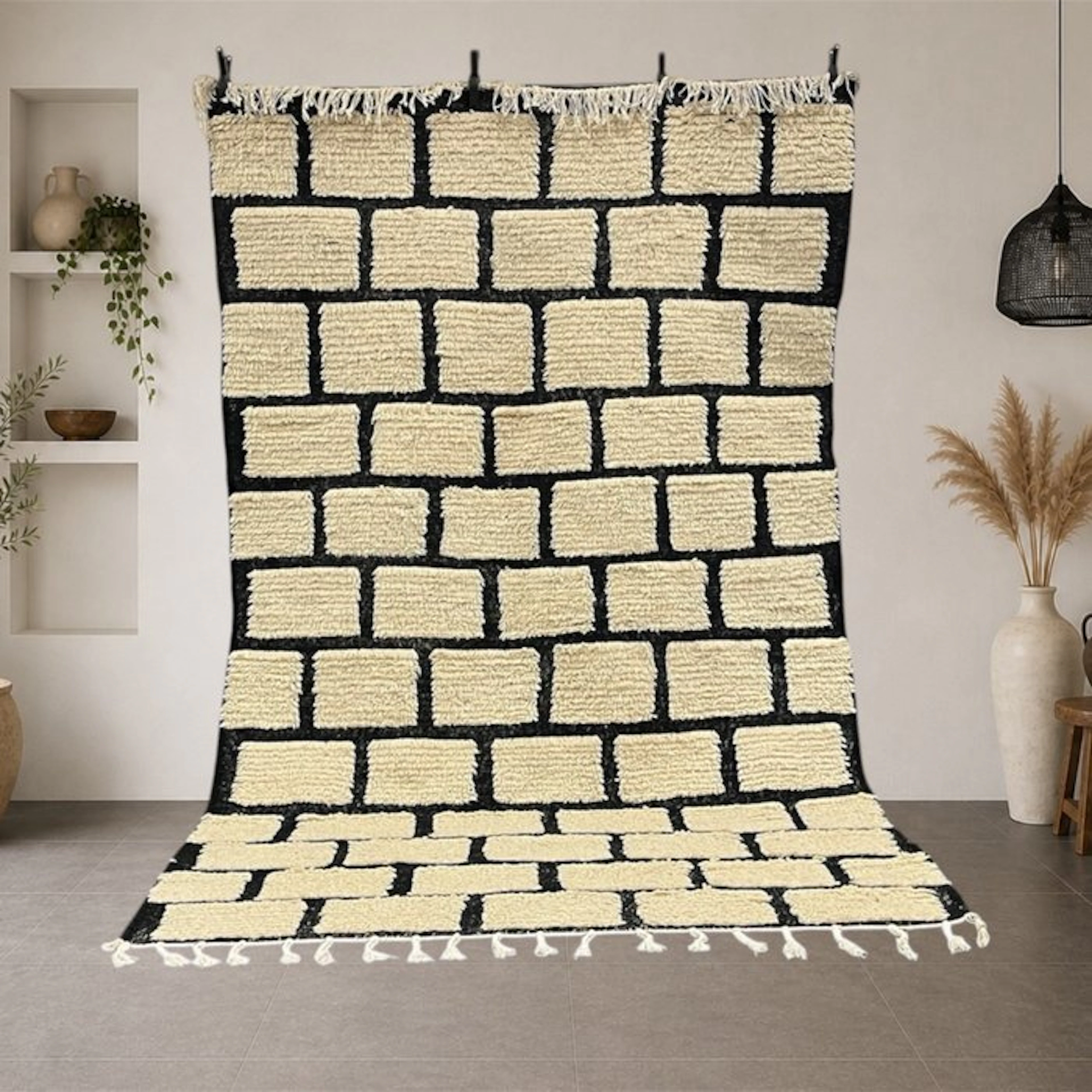 Contemporary Minimalist Beni Ouarain Berber Rug - Carpet - 256 cm - 154 cm