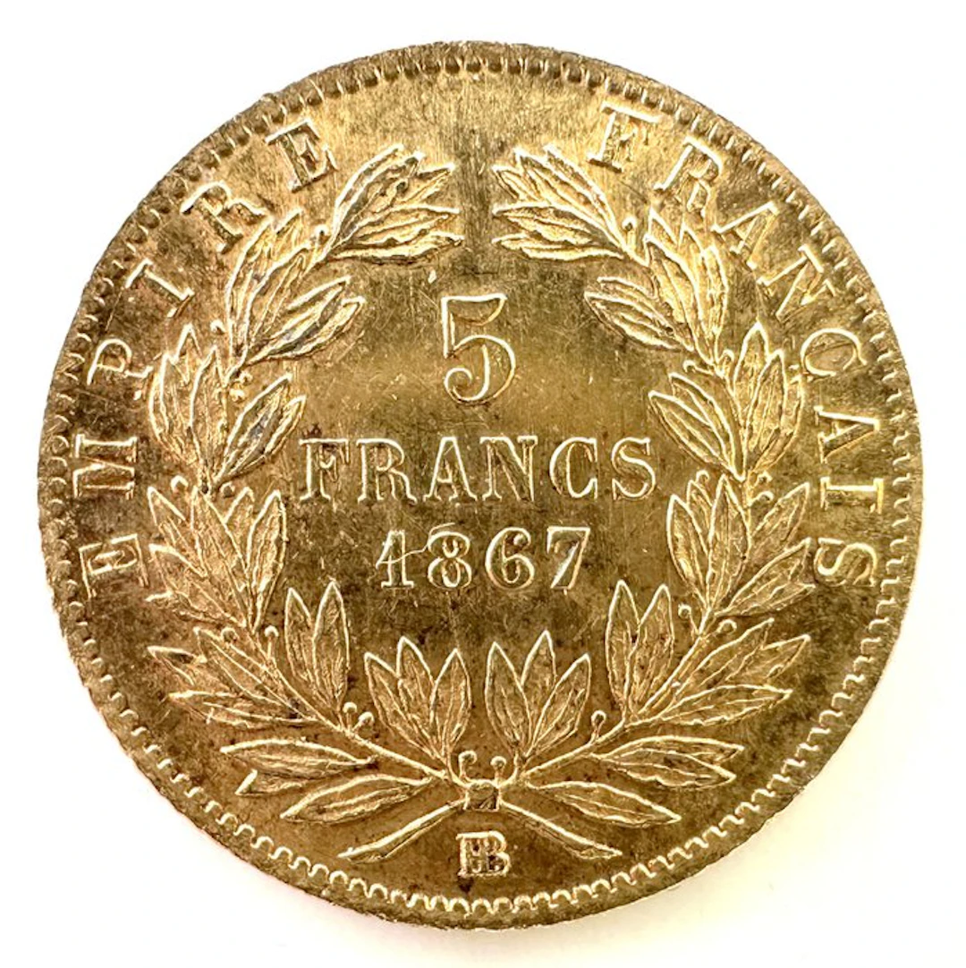 France. Napoléon III. 5 Francs 1867-BB, Strasbourg (No reserve price)