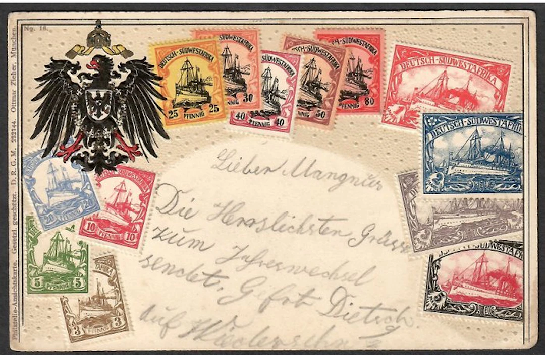 Postmark - German South-West Africa field post postcard...