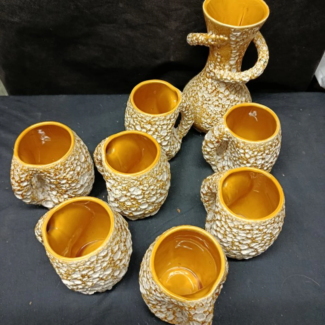Vallauris - Drinking service (8) - Ceramic - orangeade set