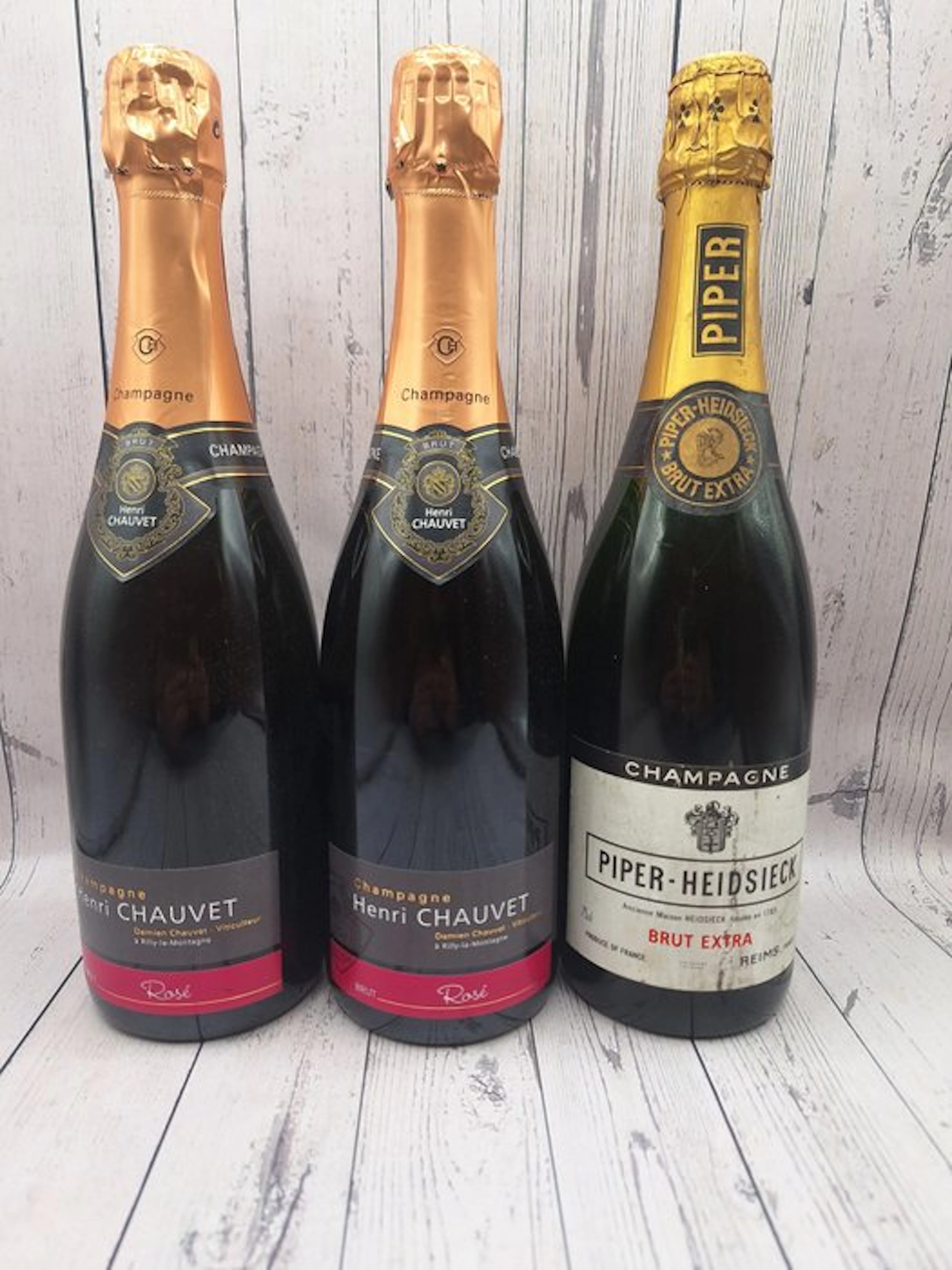 Henri Chauvet Rosé, Piper Heidsieck Brut Extra - Champagne - 3 Bottles (0.75L)